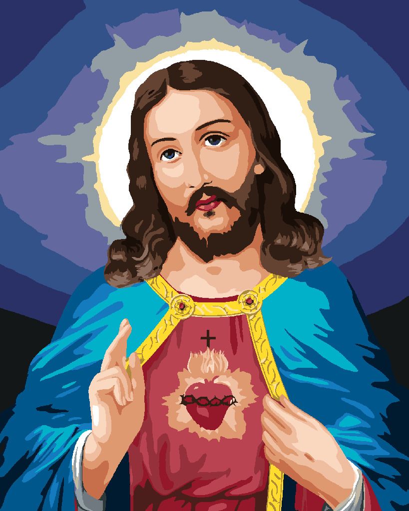 zuty Malování podle čísel - JEŽÍŠ KRISTUS A JEHO NEJSVĚTĚJŠÍ SRDCE - Rozměr: 40x50 cm, Rámování: Varianta: bez rámu a bez vypnutí plátna - obrázek 5