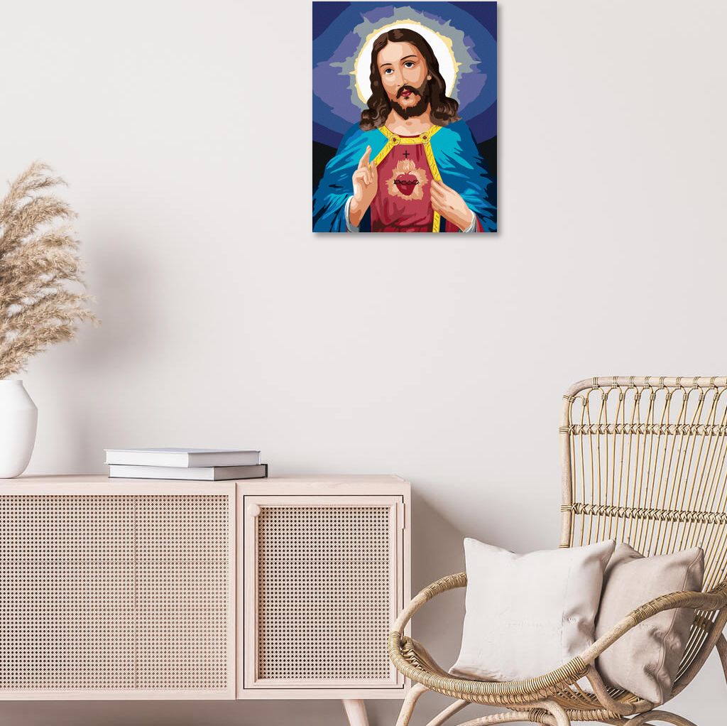 zuty Malování podle čísel - JEŽÍŠ KRISTUS A JEHO NEJSVĚTĚJŠÍ SRDCE - Rozměr: 40x50 cm, Rámování: Varianta: bez rámu a bez vypnutí plátna - obrázek 10