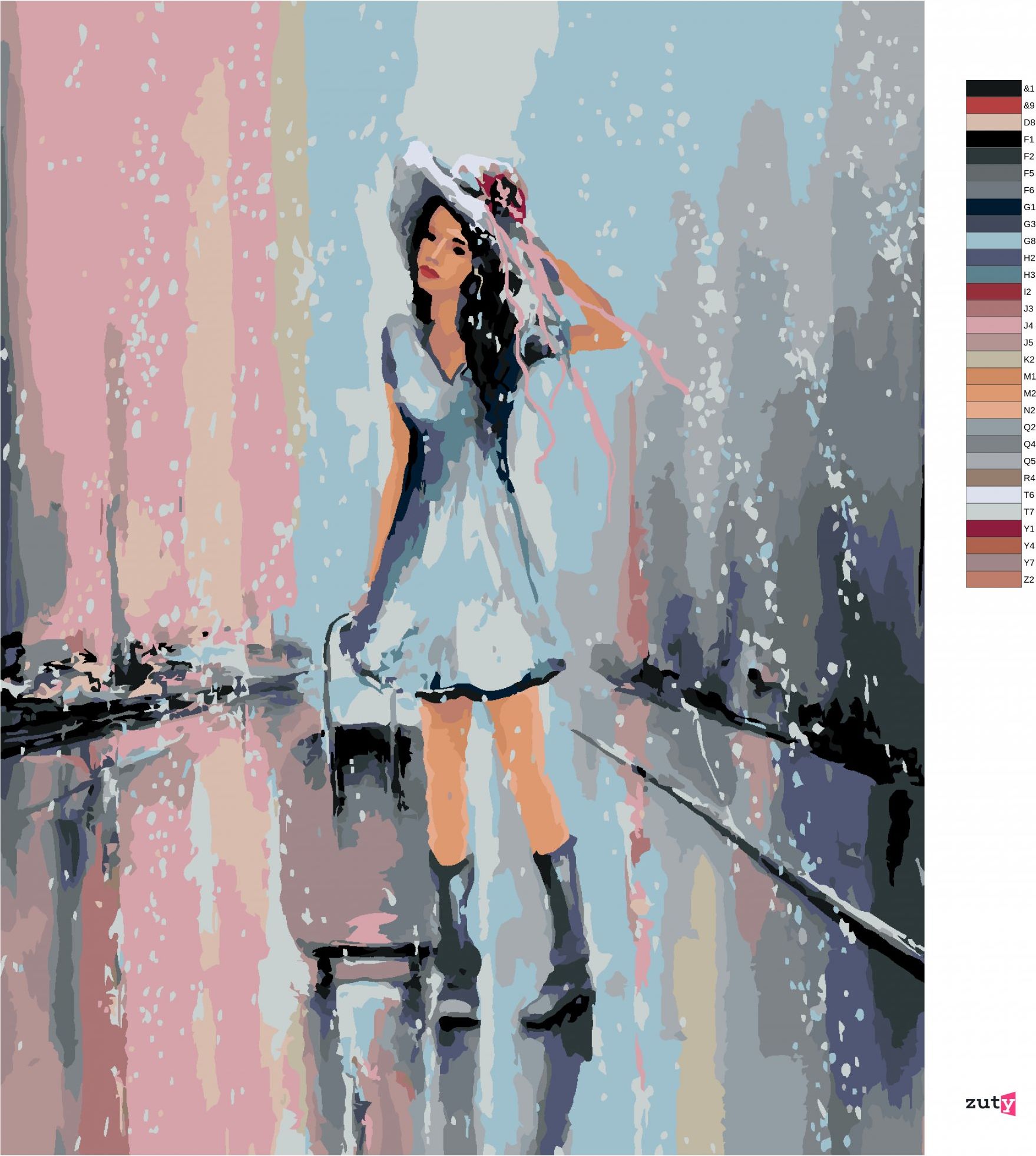 zuty Malování podle čísel - ŽENA S KUFREM V DEŠTI - Rozměr: 40x50 cm, Rámování: Varianta: bez rámu a bez vypnutí plátna - obrázek 10