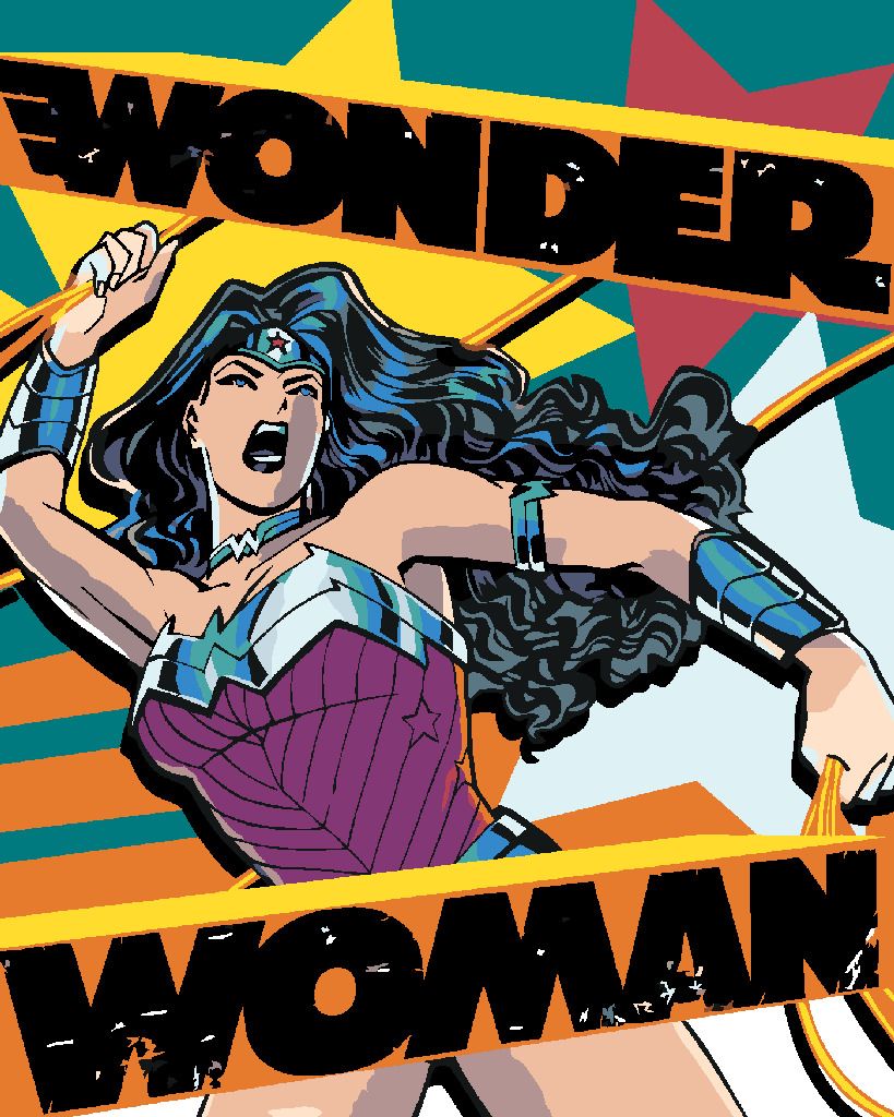 zuty Malování podle čísel - WONDER WOMAN KŘIČÍ PLAKÁT - Rozměr: 40x50 cm, Rámování: Varianta: bez rámu a bez vypnutí plátna - obrázek 2