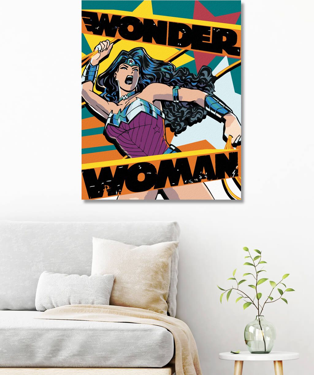 zuty Malování podle čísel - WONDER WOMAN KŘIČÍ PLAKÁT - Rozměr: 40x50 cm, Rámování: Varianta: vypnuté plátno na rám - obrázek 10