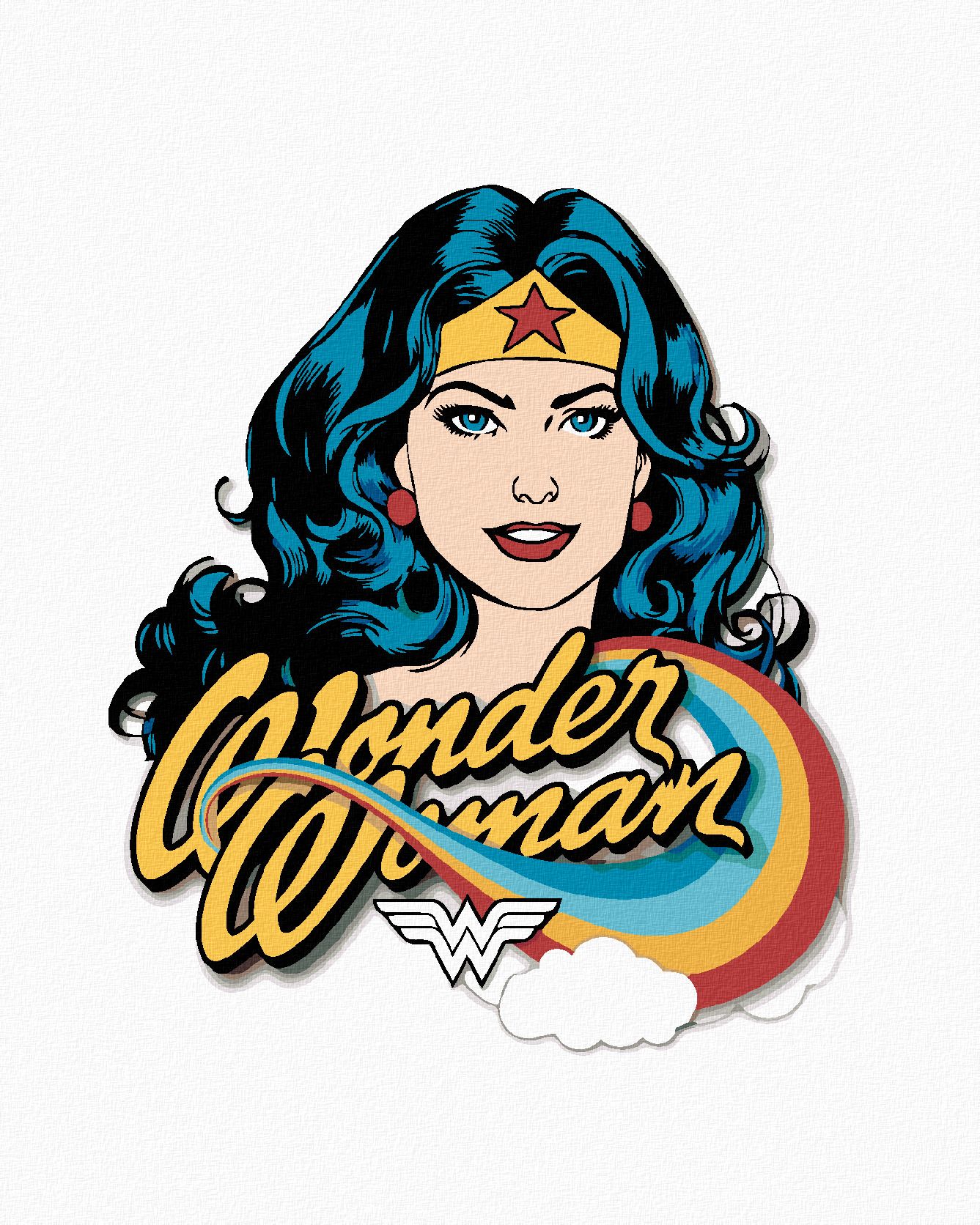 zuty Malování podle čísel - WONDER WOMAN DUHA - Rozměr: 40x50 cm, Rámování: Varianta: bez rámu a bez vypnutí plátna - obrázek 1