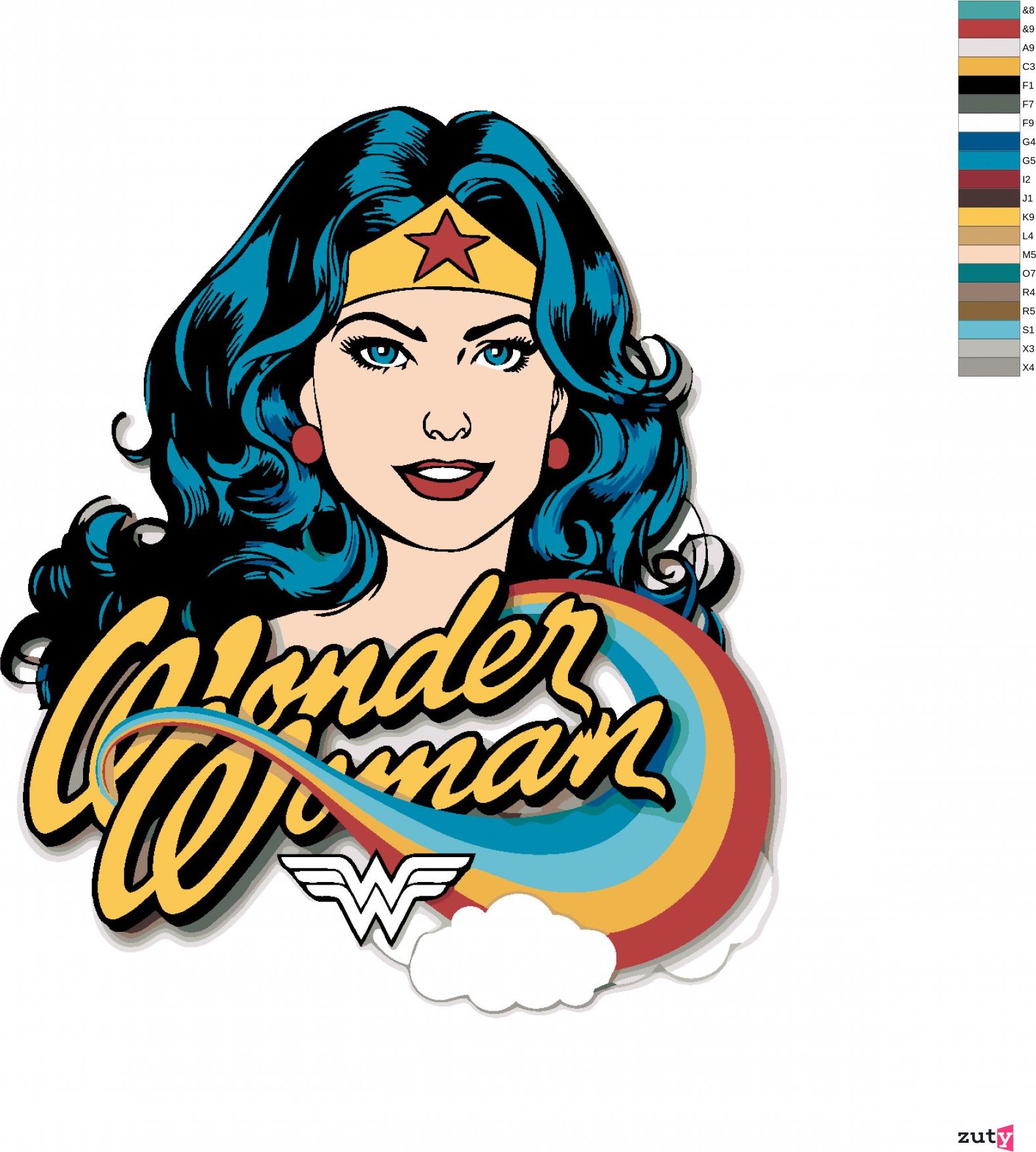 zuty Malování podle čísel - WONDER WOMAN DUHA - Rozměr: 40x50 cm, Rámování: Varianta: bez rámu a bez vypnutí plátna - obrázek 2