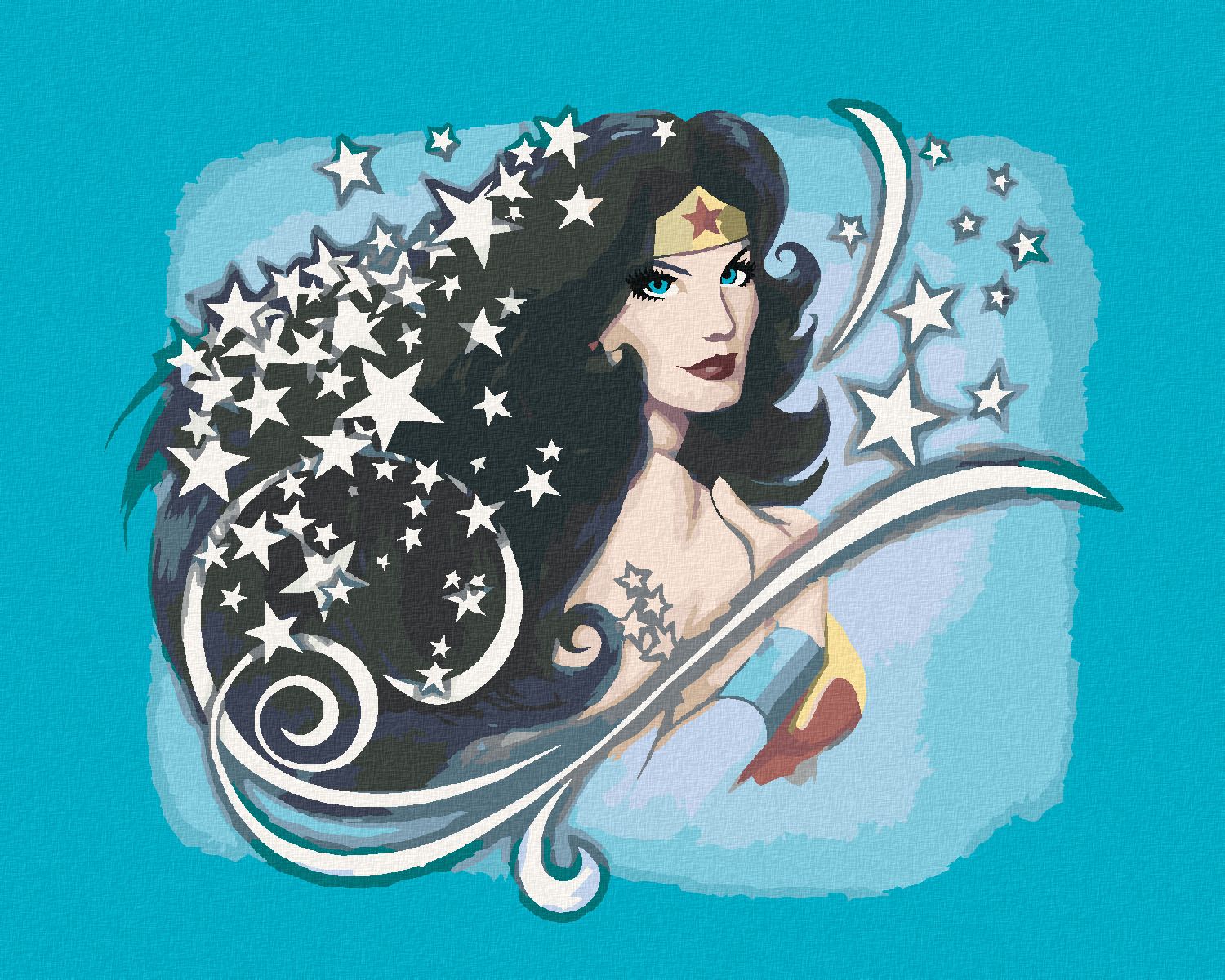 zuty Malování podle čísel - HVĚZDNÁ WONDER WOMAN - Rozměr: 40x50 cm, Rámování: Varianta: bez rámu a bez vypnutí plátna - obrázek 1