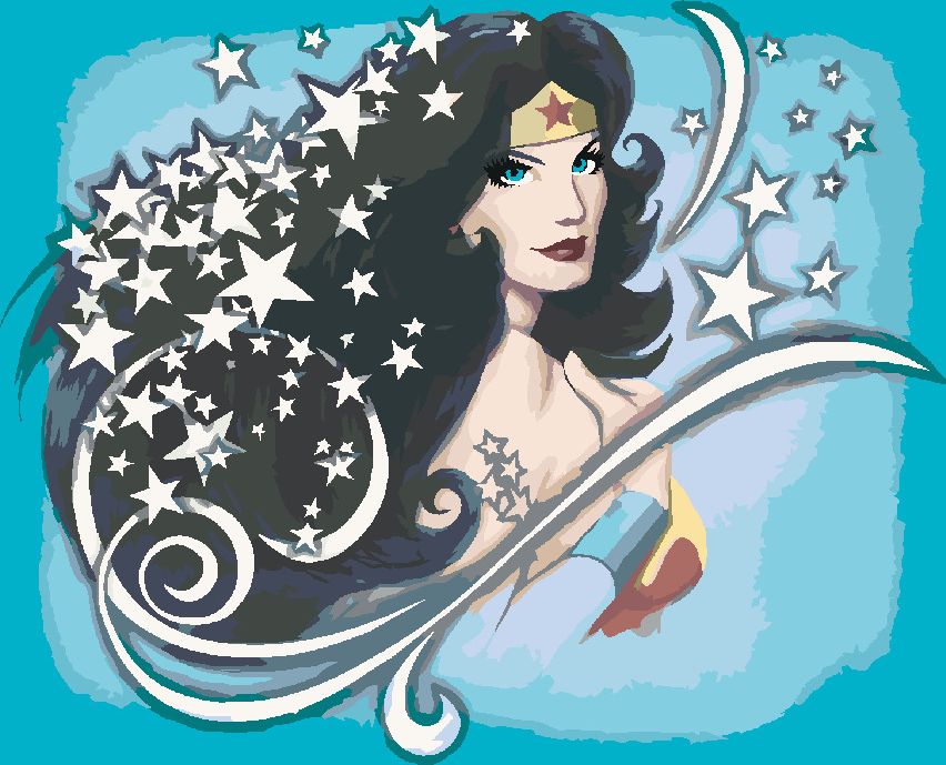 zuty Malování podle čísel - HVĚZDNÁ WONDER WOMAN - Rozměr: 40x50 cm, Rámování: Varianta: bez rámu a bez vypnutí plátna - obrázek 4