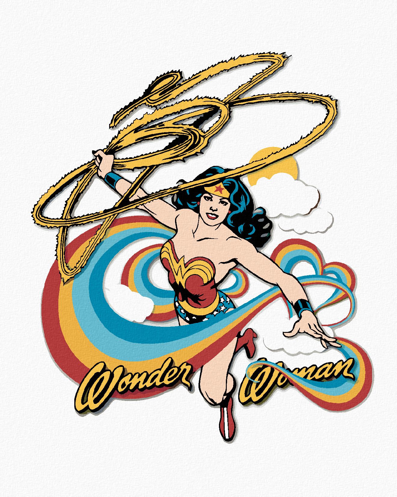 zuty Malování podle čísel - WONDER WOMAN DUHA IV - Rozměr: 40x50 cm, Rámování: Varianta: vypnuté plátno na rám - obrázek 1