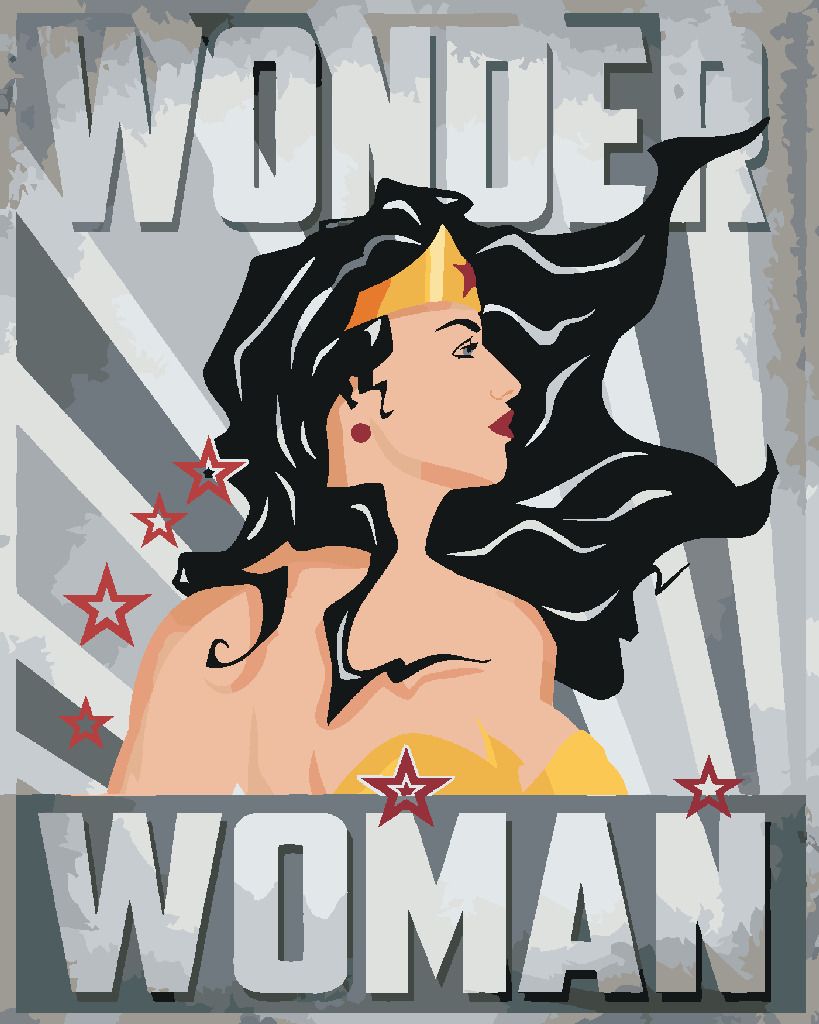 zuty Malování podle čísel - WONDER WOMAN HVĚZDA II - Rozměr: 40x50 cm, Rámování: Varianta: bez rámu a bez vypnutí plátna - obrázek 3