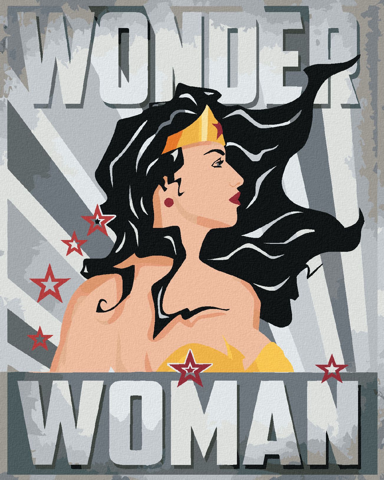 zuty Malování podle čísel - WONDER WOMAN HVĚZDA II - Rozměr: 40x50 cm, Rámování: Varianta: vypnuté plátno na rám - obrázek 1