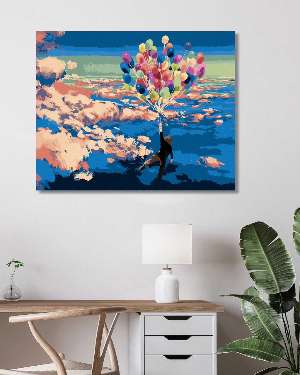 zuty Malování podle čísel - MUŽ S BALÓNKY - Rozměr: 40x50 cm, Rámování: Varianta: vypnuté plátno na rám - obrázek 3