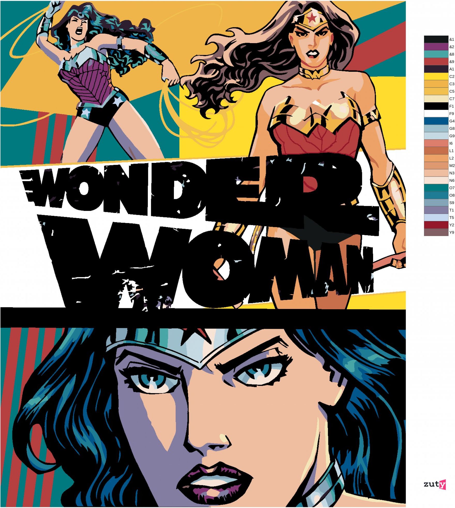 zuty Malování podle čísel - WONDER WOMAN 3X PLAKÁT - Rozměr: 40x50 cm, Rámování: Varianta: bez rámu a bez vypnutí plátna - obrázek 5