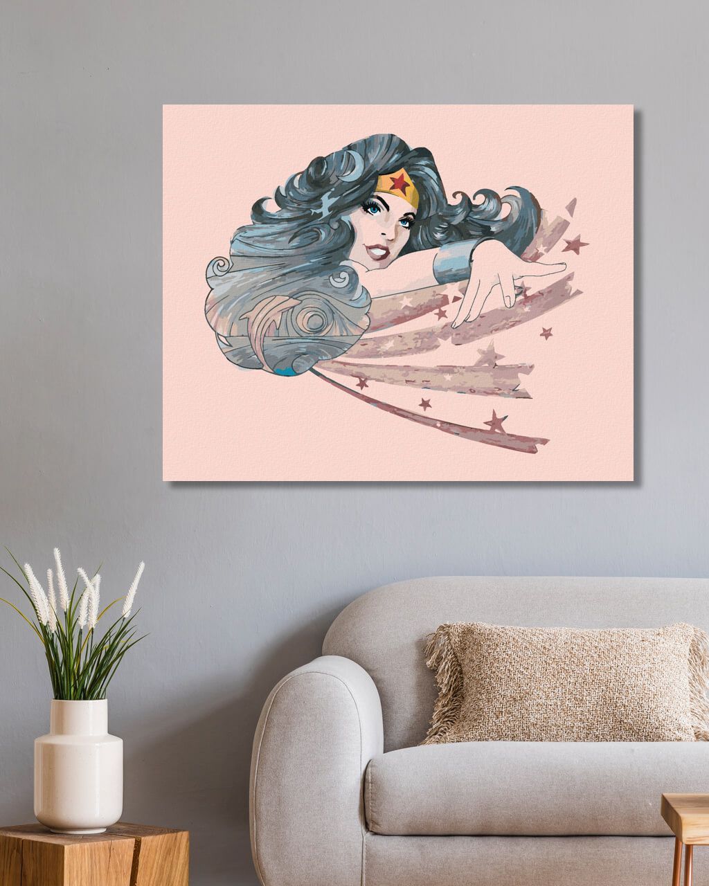 zuty Malování podle čísel - ABSTRAKTNÍ WONDER WOMAN - Rozměr: 40x50 cm, Rámování: Varianta: bez rámu a bez vypnutí plátna - obrázek 6