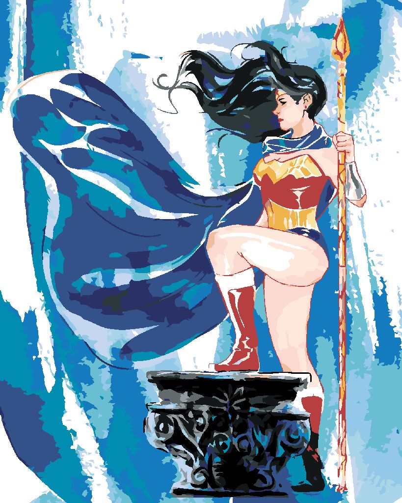 zuty Malování podle čísel - MALOVANÁ WONDER WOMAN II - Rozměr: 40x50 cm, Rámování: Varianta: bez rámu a bez vypnutí plátna - obrázek 4