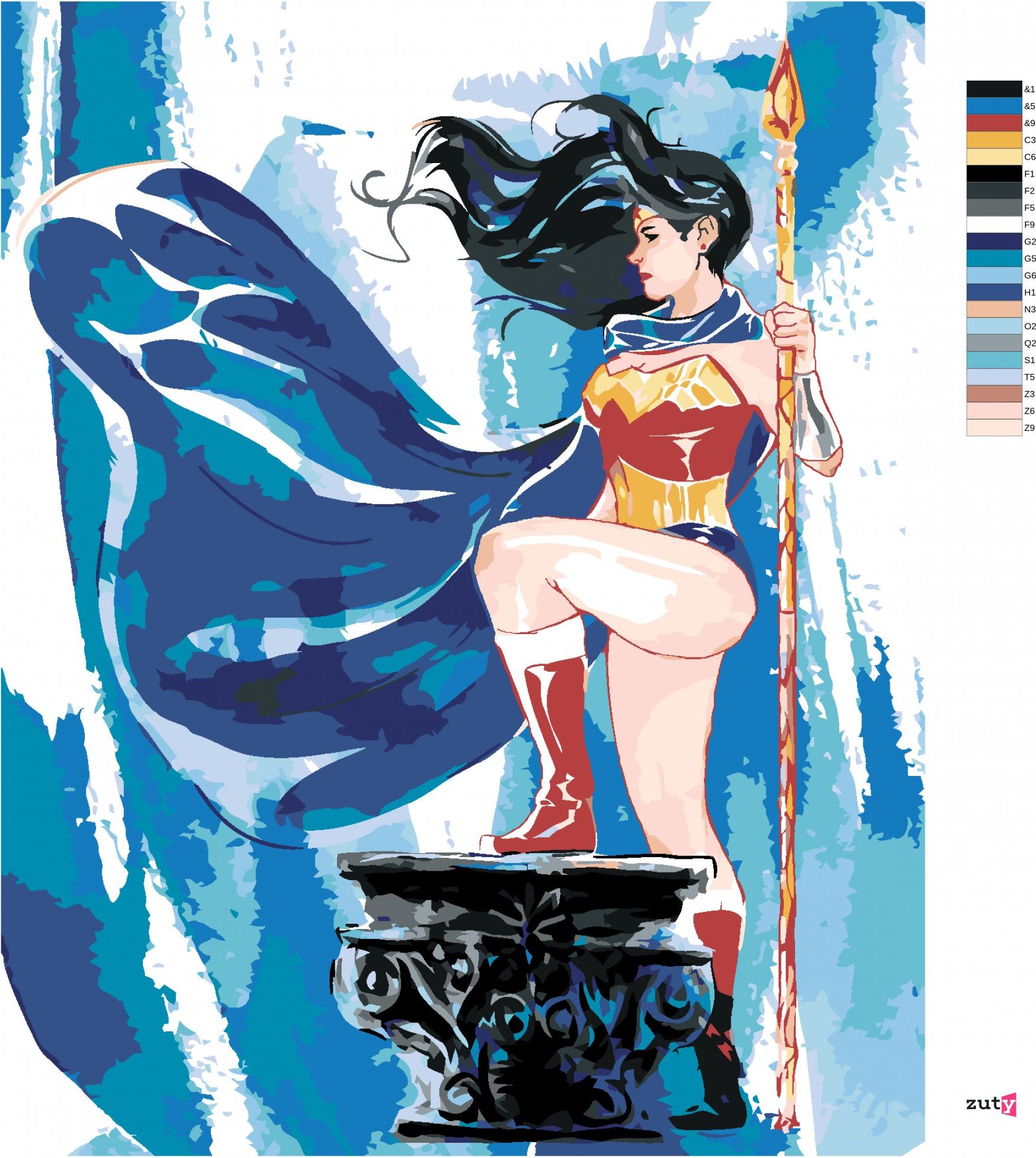 zuty Malování podle čísel - MALOVANÁ WONDER WOMAN II - Rozměr: 40x50 cm, Rámování: Varianta: bez rámu a bez vypnutí plátna - obrázek 6