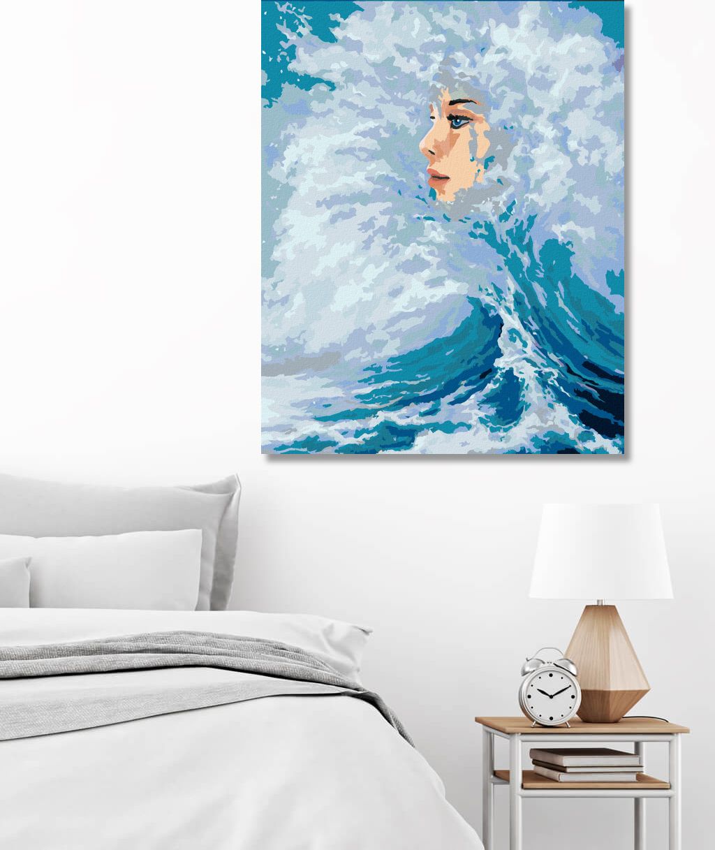 zuty Malování podle čísel - ŽENSKÁ TVÁŘ VYCHÁZEJÍCÍ Z VLN - Rozměr: 40x50 cm, Rámování: Varianta: vypnuté plátno na rám - obrázek 6