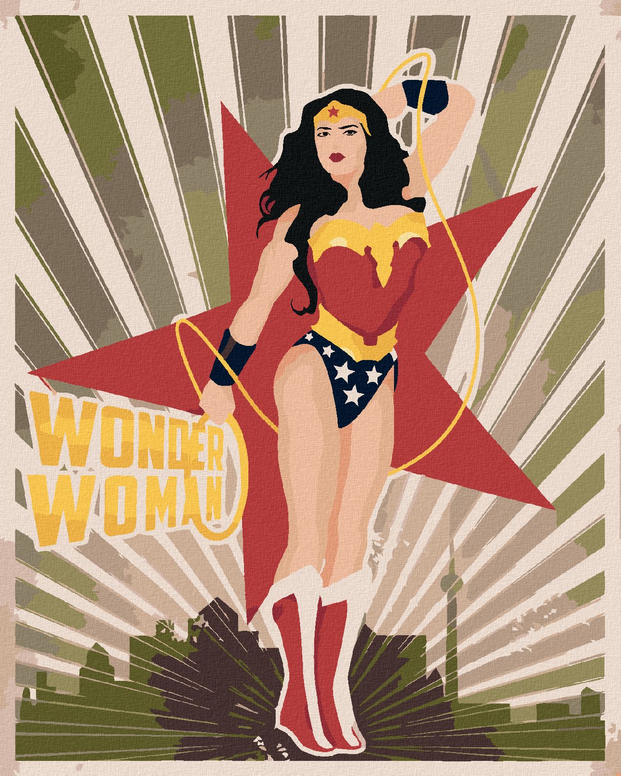 zuty Malování podle čísel - WONDER WOMAN HVĚZDA - Rozměr: 40x50 cm, Rámování: Varianta: bez rámu a bez vypnutí plátna - obrázek 1