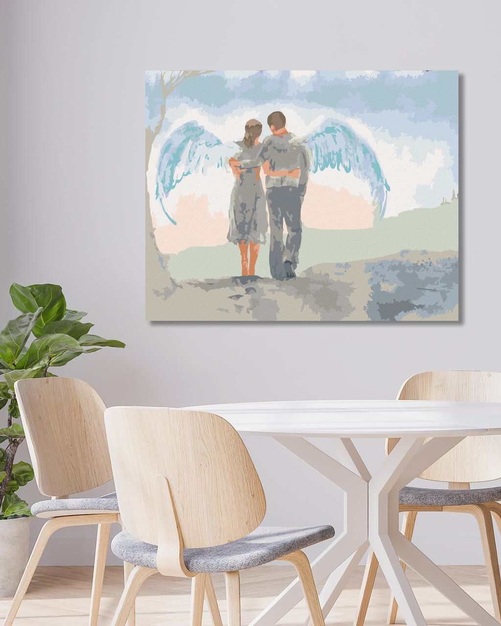 zuty Malování podle čísel - ŽENA S MUŽEM A KŘÍDLY - Rozměr: 40x50 cm, Rámování: Varianta: bez rámu a bez vypnutí plátna - obrázek 5