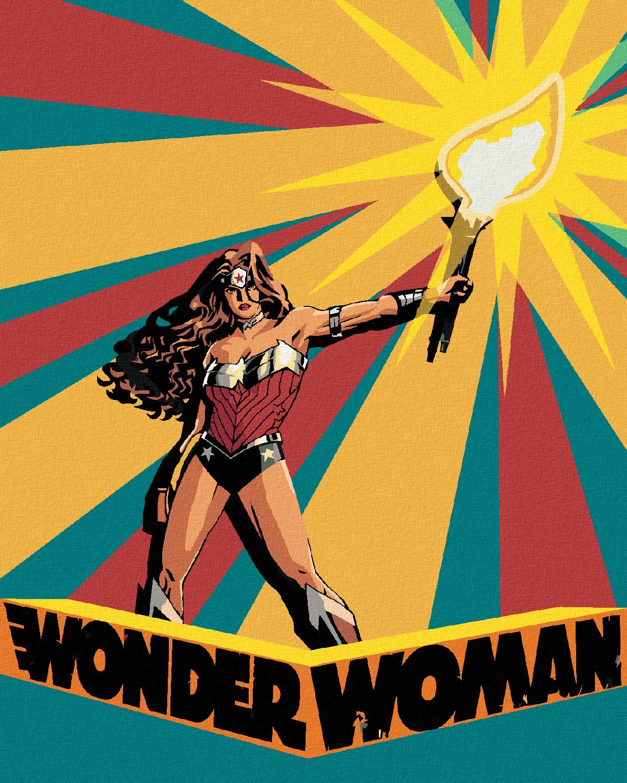 zuty Malování podle čísel - WONDER WOMAN A LOUČ PLAKÁT - Rozměr: 40x50 cm, Rámování: Varianta: bez rámu a bez vypnutí plátna - obrázek 1