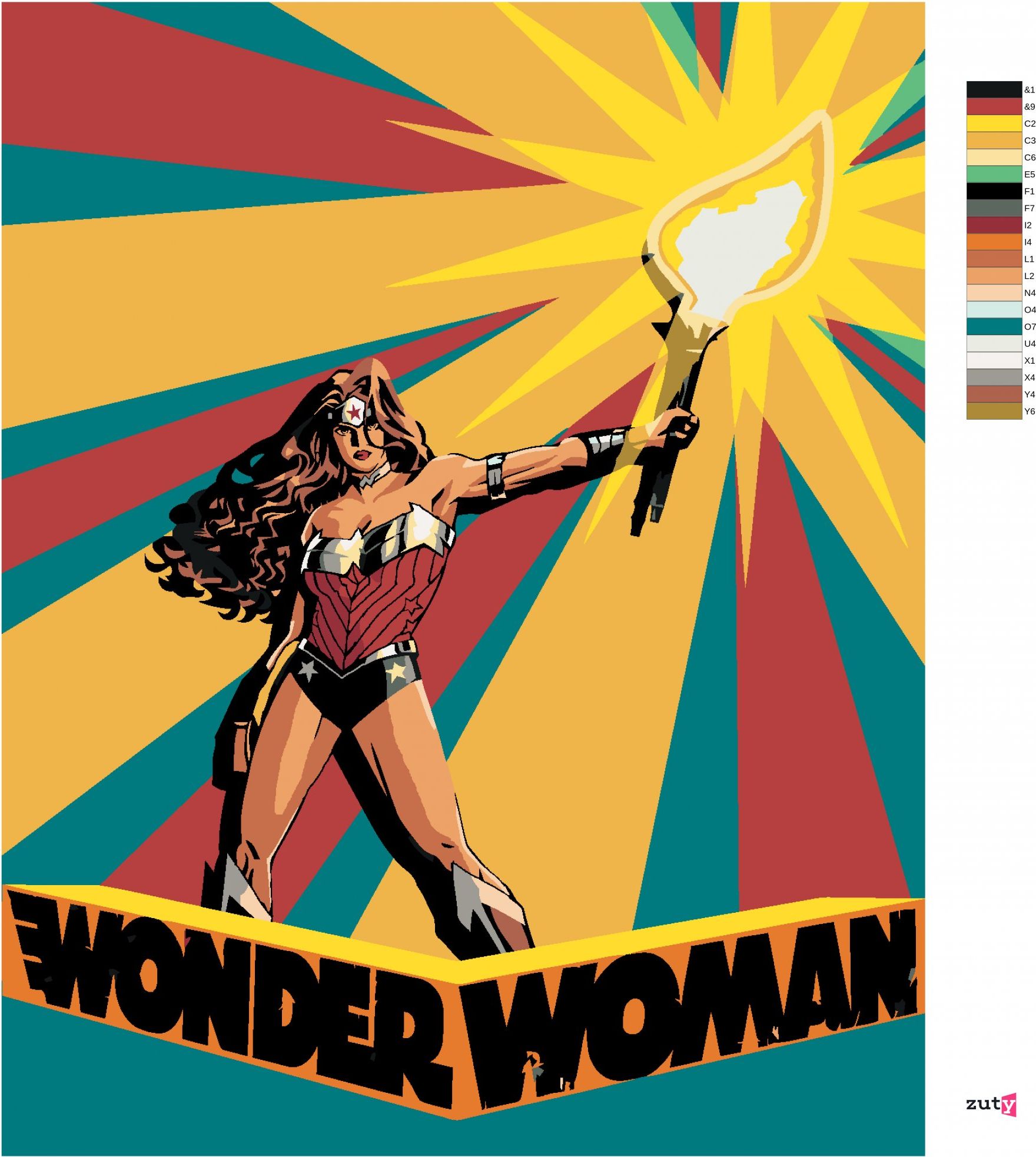 zuty Malování podle čísel - WONDER WOMAN A LOUČ PLAKÁT - Rozměr: 40x50 cm, Rámování: Varianta: bez rámu a bez vypnutí plátna - obrázek 7