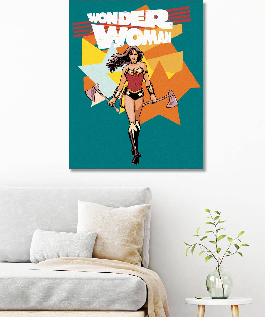 zuty Malování podle čísel - WONDER WOMAN A SEKERA PLAKÁT - Rozměr: 40x50 cm, Rámování: Varianta: vypnuté plátno na rám - obrázek 3
