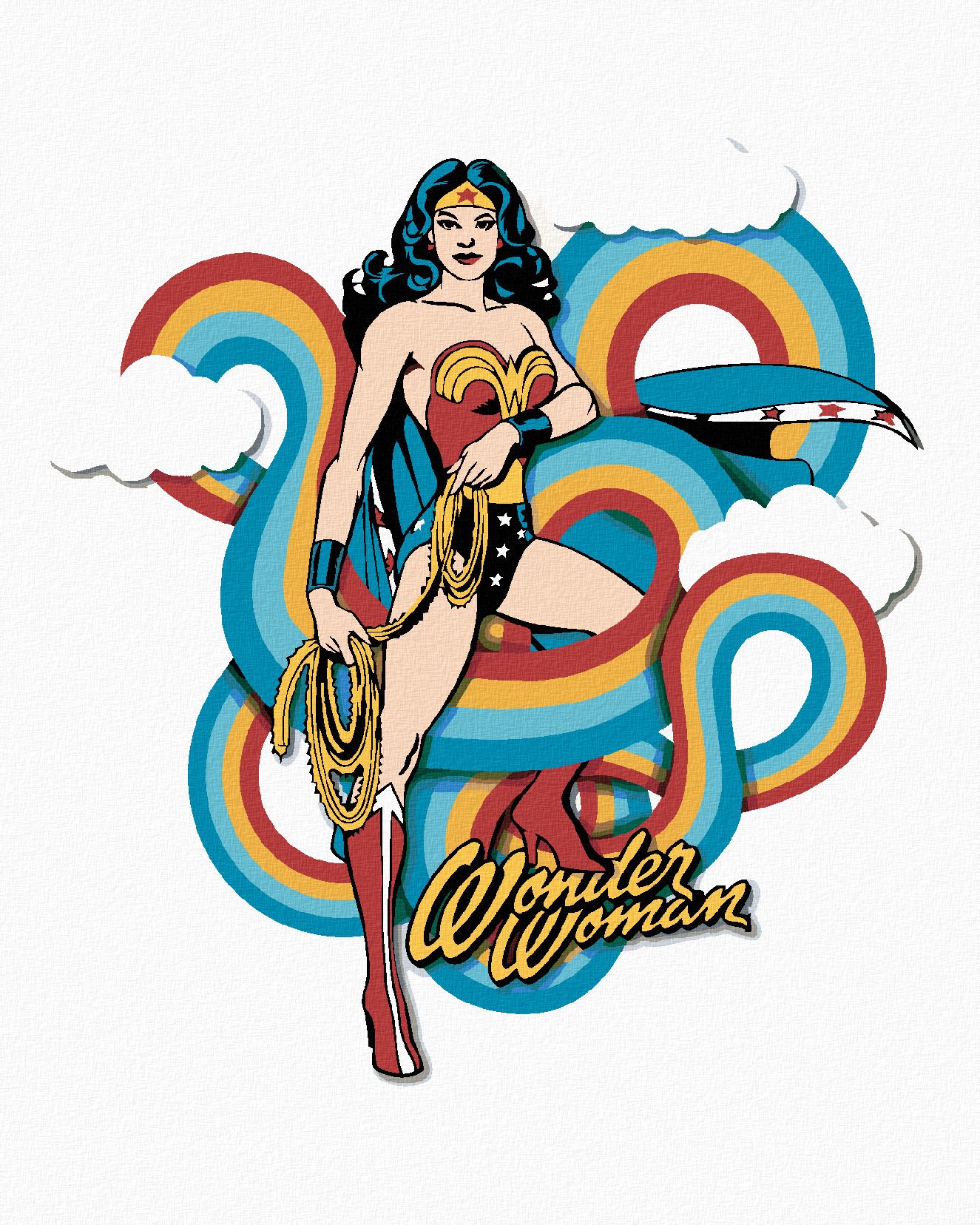 zuty Malování podle čísel - WONDER WOMAN DUHA III - Rozměr: 40x50 cm, Rámování: Varianta: vypnuté plátno na rám - obrázek 1