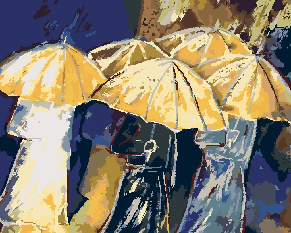 zuty Malování podle čísel - LIDÉ SE ZLATÝMI DEŠTNÍKY - Rozměr: 40x50 cm, Rámování: Varianta: bez rámu a bez vypnutí plátna - obrázek 7