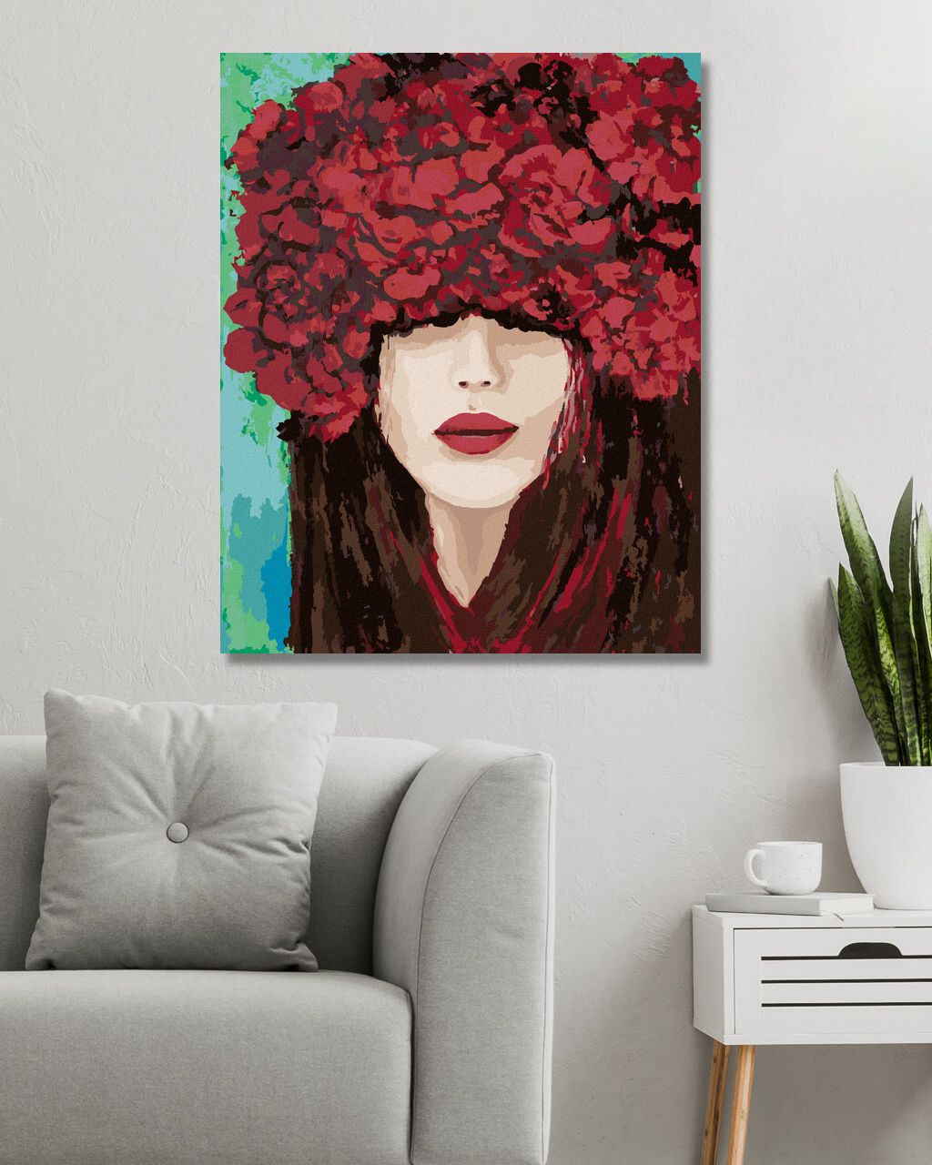 zuty Malování podle čísel - TVÁŘ S ČERVENÝMI RŮŽEMI - Rozměr: 40x50 cm, Rámování: Varianta: bez rámu a bez vypnutí plátna - obrázek 3