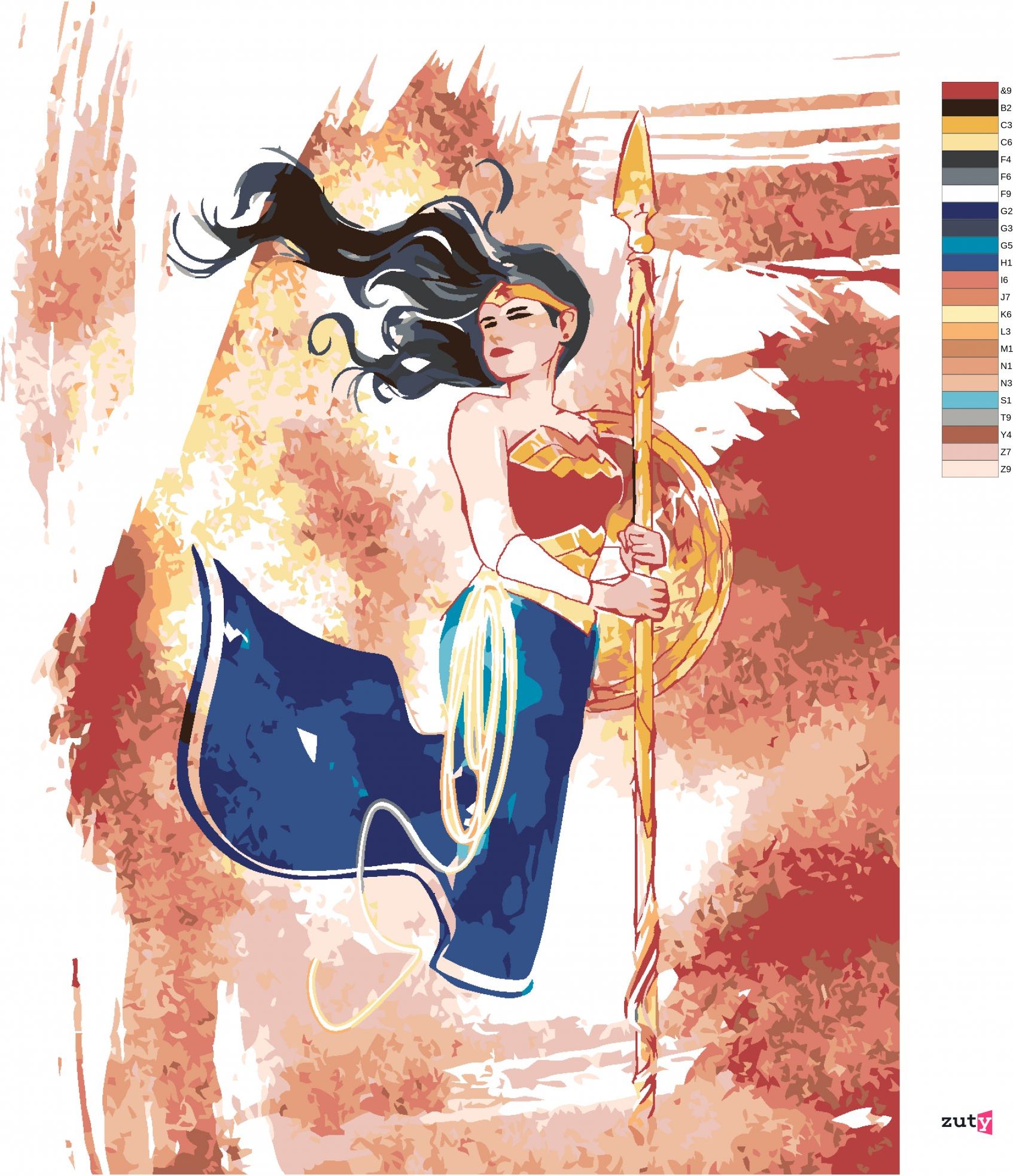 zuty Malování podle čísel - MALOVANÁ WONDER WOMAN - Rozměr: 40x50 cm, Rámování: Varianta: bez rámu a bez vypnutí plátna - obrázek 9
