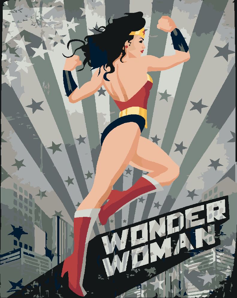 zuty Malování podle čísel - WONDER WOMAN HVĚZDA IV - Rozměr: 40x50 cm, Rámování: Varianta: bez rámu a bez vypnutí plátna - obrázek 6