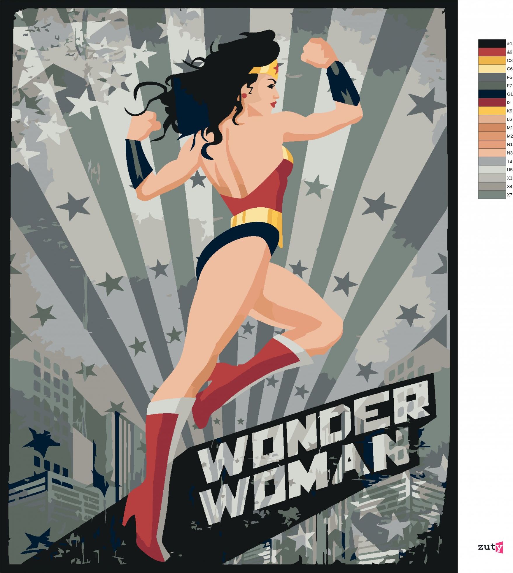 zuty Malování podle čísel - WONDER WOMAN HVĚZDA IV - Rozměr: 40x50 cm, Rámování: Varianta: bez rámu a bez vypnutí plátna - obrázek 10