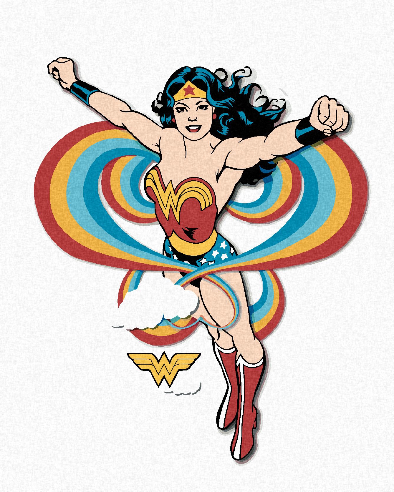 zuty Malování podle čísel - WONDER WOMAN DUHA II - Rozměr: 40x50 cm, Rámování: Varianta: bez rámu a bez vypnutí plátna - obrázek 1