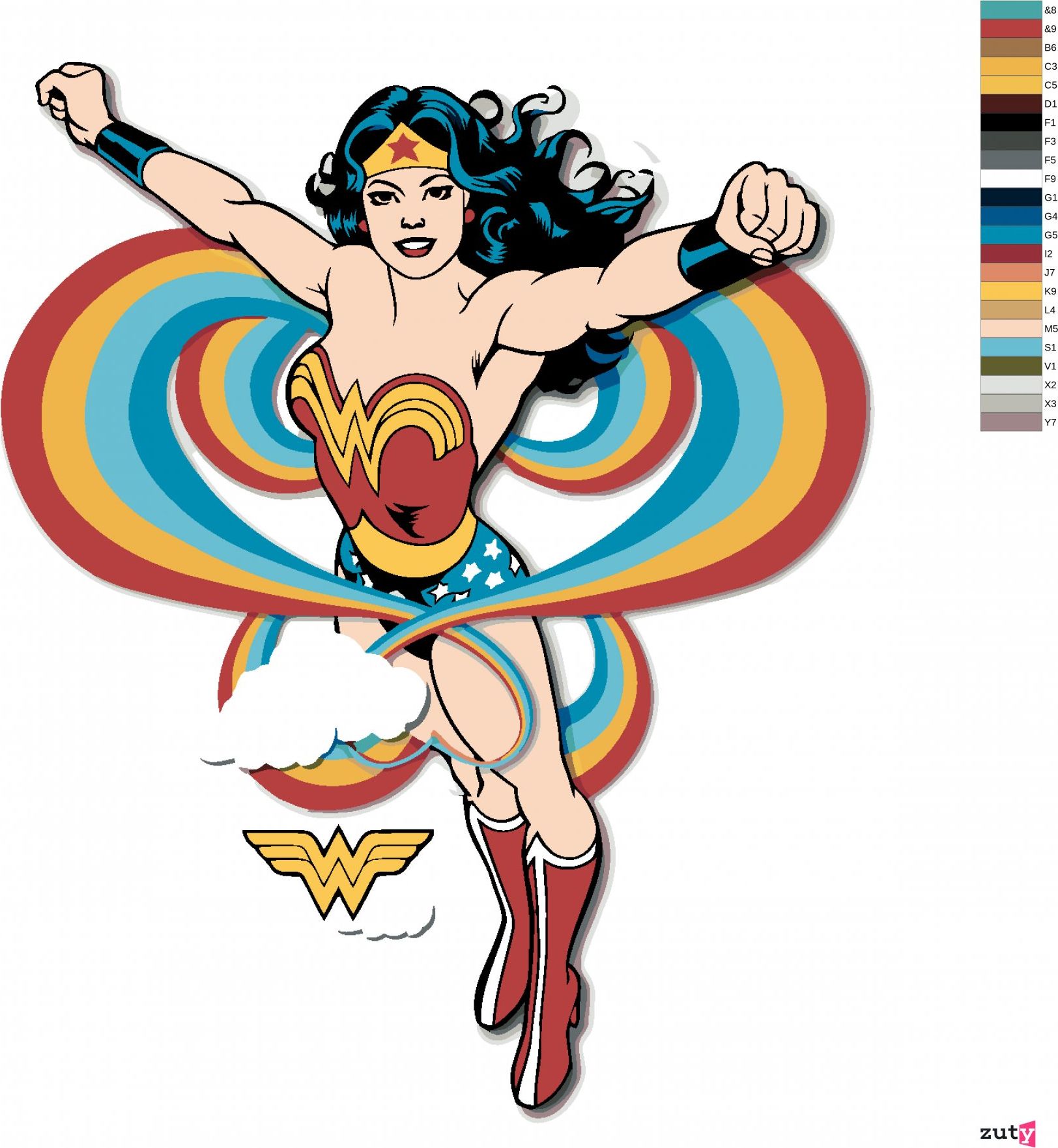 zuty Malování podle čísel - WONDER WOMAN DUHA II - Rozměr: 40x50 cm, Rámování: Varianta: bez rámu a bez vypnutí plátna - obrázek 10