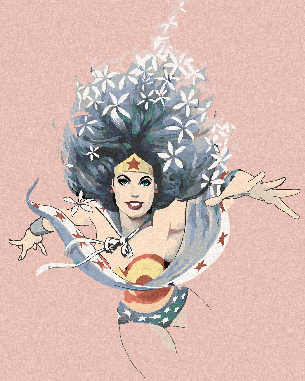zuty Malování podle čísel - KVĚTINOVÁ WONDER WOMAN - Rozměr: 40x50 cm, Rámování: Varianta: vypnuté plátno na rám - obrázek 1