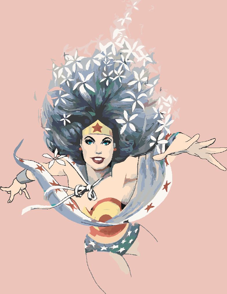 zuty Malování podle čísel - KVĚTINOVÁ WONDER WOMAN - Rozměr: 40x50 cm, Rámování: Varianta: vypnuté plátno na rám - obrázek 3