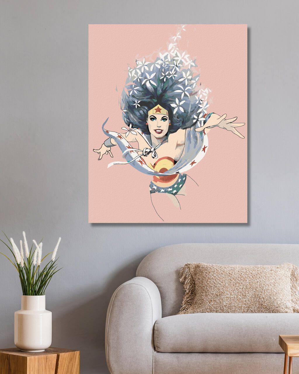 zuty Malování podle čísel - KVĚTINOVÁ WONDER WOMAN - Rozměr: 40x50 cm, Rámování: Varianta: vypnuté plátno na rám - obrázek 4
