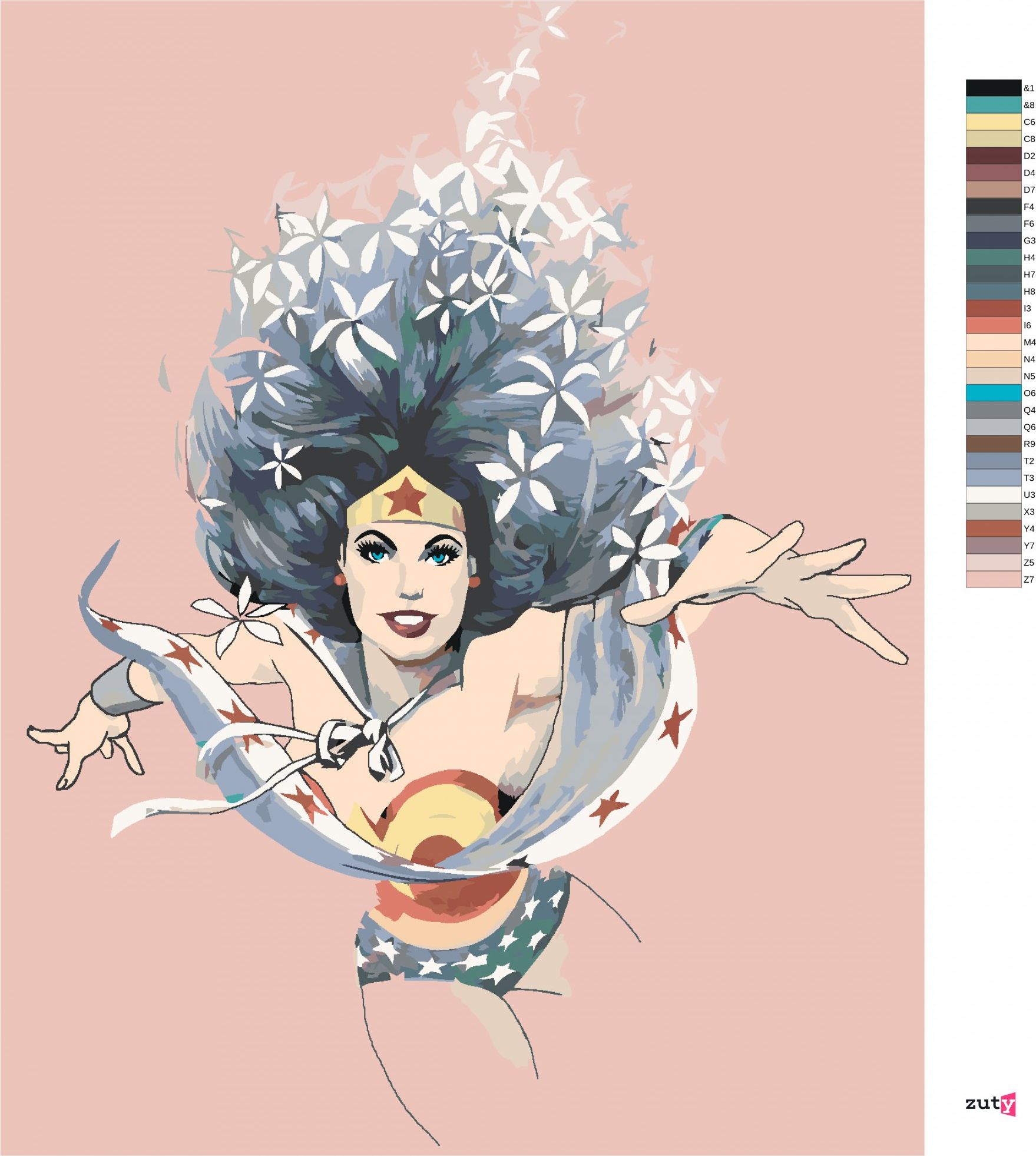 zuty Malování podle čísel - KVĚTINOVÁ WONDER WOMAN - Rozměr: 40x50 cm, Rámování: Varianta: vypnuté plátno na rám - obrázek 9