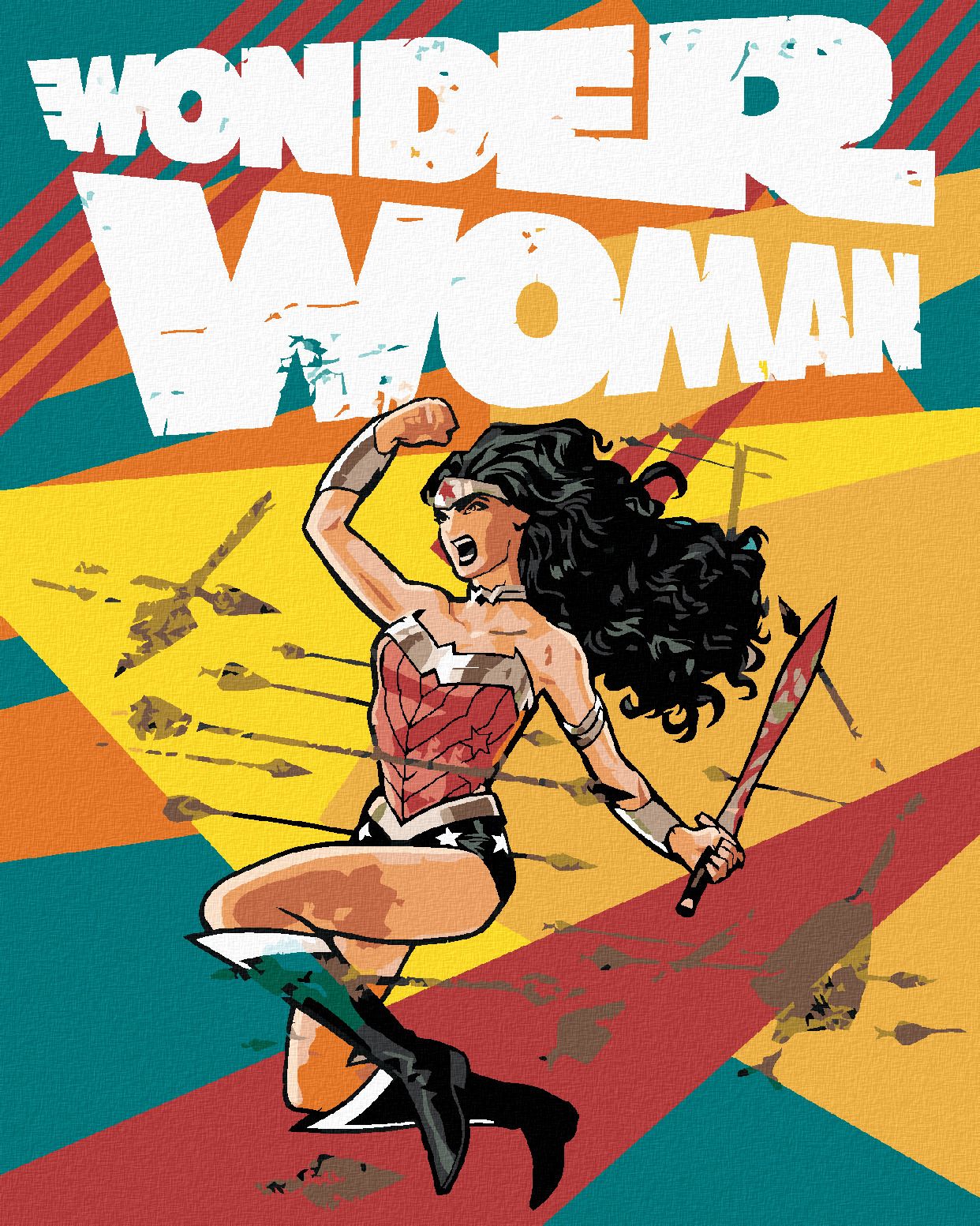 zuty Malování podle čísel - WONDER WOMAN A ŠÍPY PLAKÁT - Rozměr: 40x50 cm, Rámování: Varianta: vypnuté plátno na rám - obrázek 1