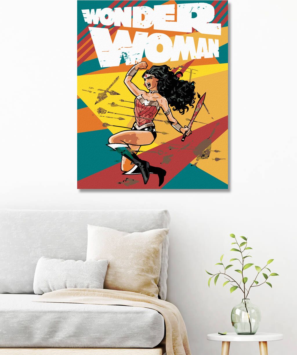 zuty Malování podle čísel - WONDER WOMAN A ŠÍPY PLAKÁT - Rozměr: 40x50 cm, Rámování: Varianta: vypnuté plátno na rám - obrázek 3