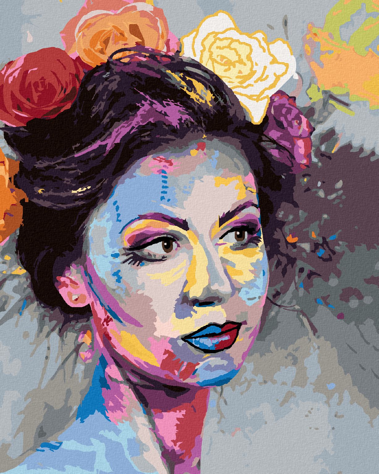 zuty Malování podle čísel - ŽENA S BAREVNÝM MAKE-UPEM - Rozměr: 40x50 cm, Rámování: Varianta: bez rámu a bez vypnutí plátna - obrázek 1