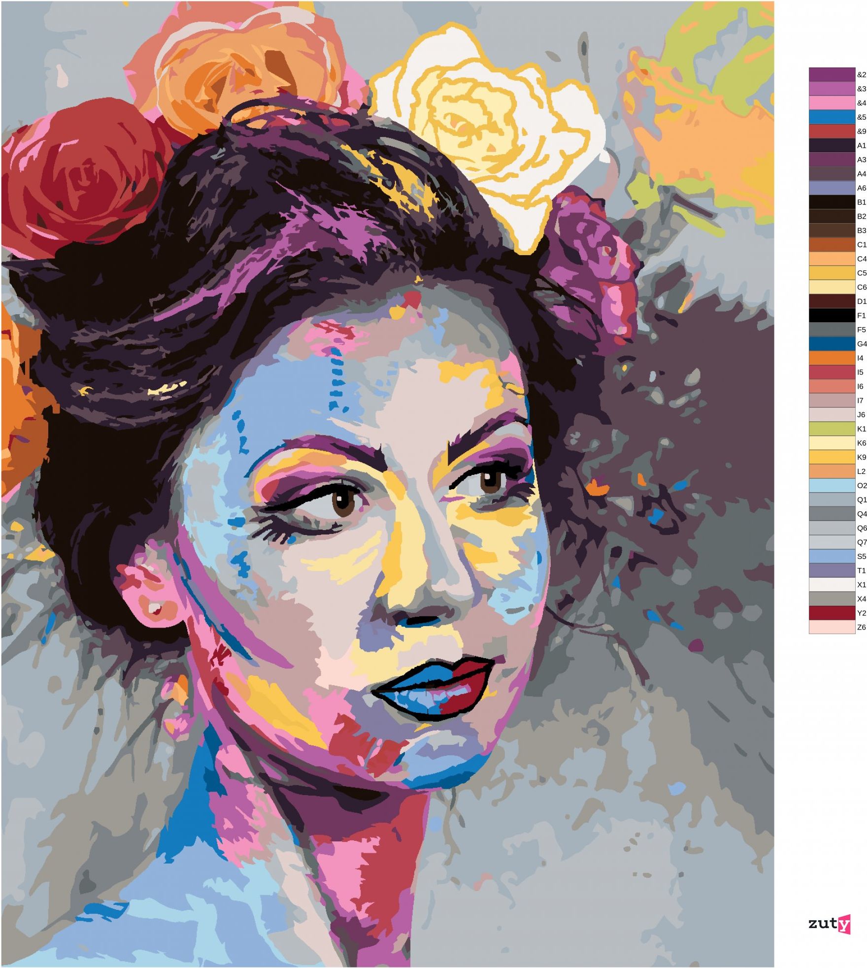 zuty Malování podle čísel - ŽENA S BAREVNÝM MAKE-UPEM - Rozměr: 40x50 cm, Rámování: Varianta: bez rámu a bez vypnutí plátna - obrázek 6