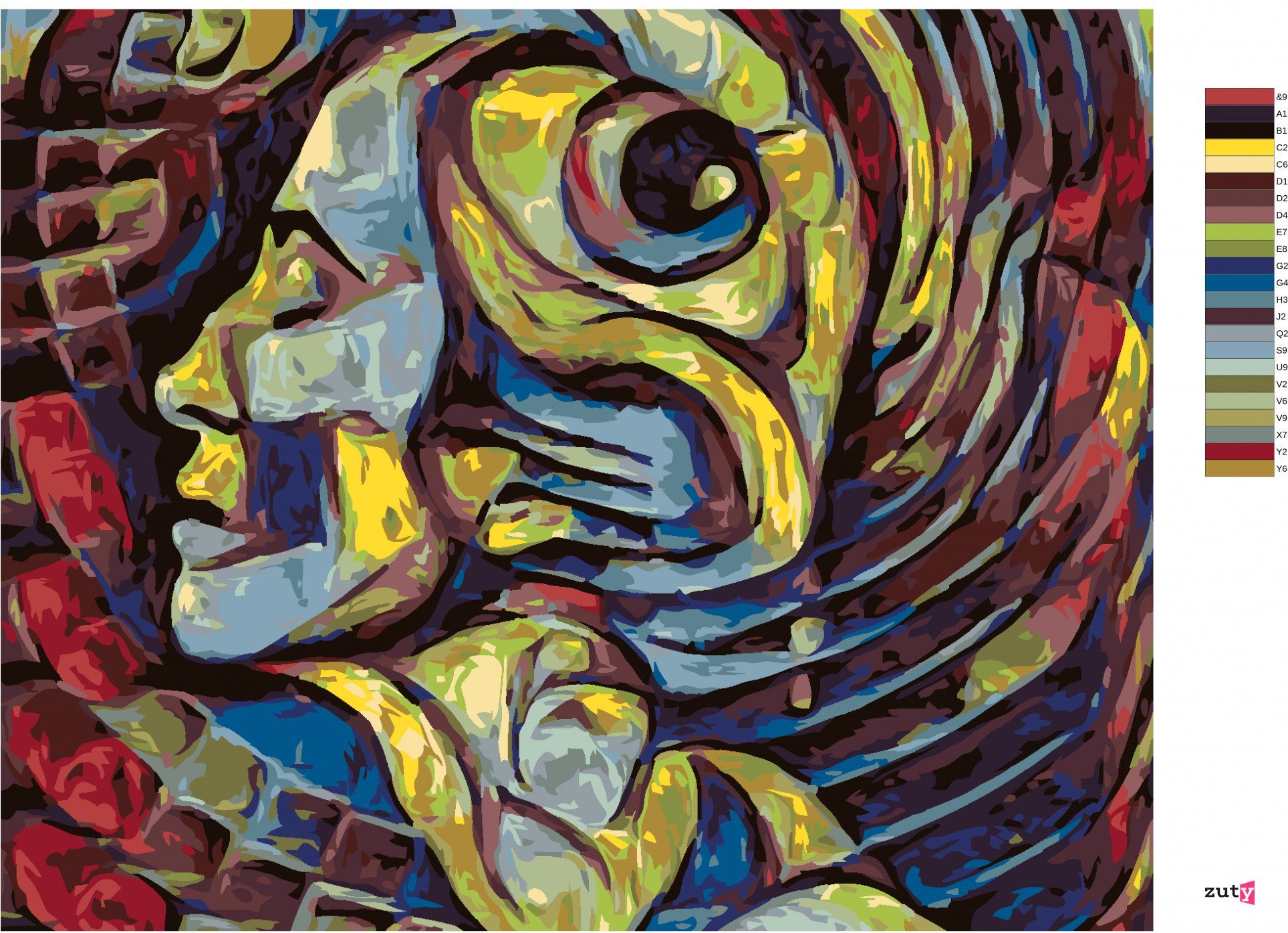 zuty Malování podle čísel - ABSTRAKTNÍ ŽENA S OKEM - Rozměr: 40x50 cm, Rámování: Varianta: vypnuté plátno na rám - obrázek 7
