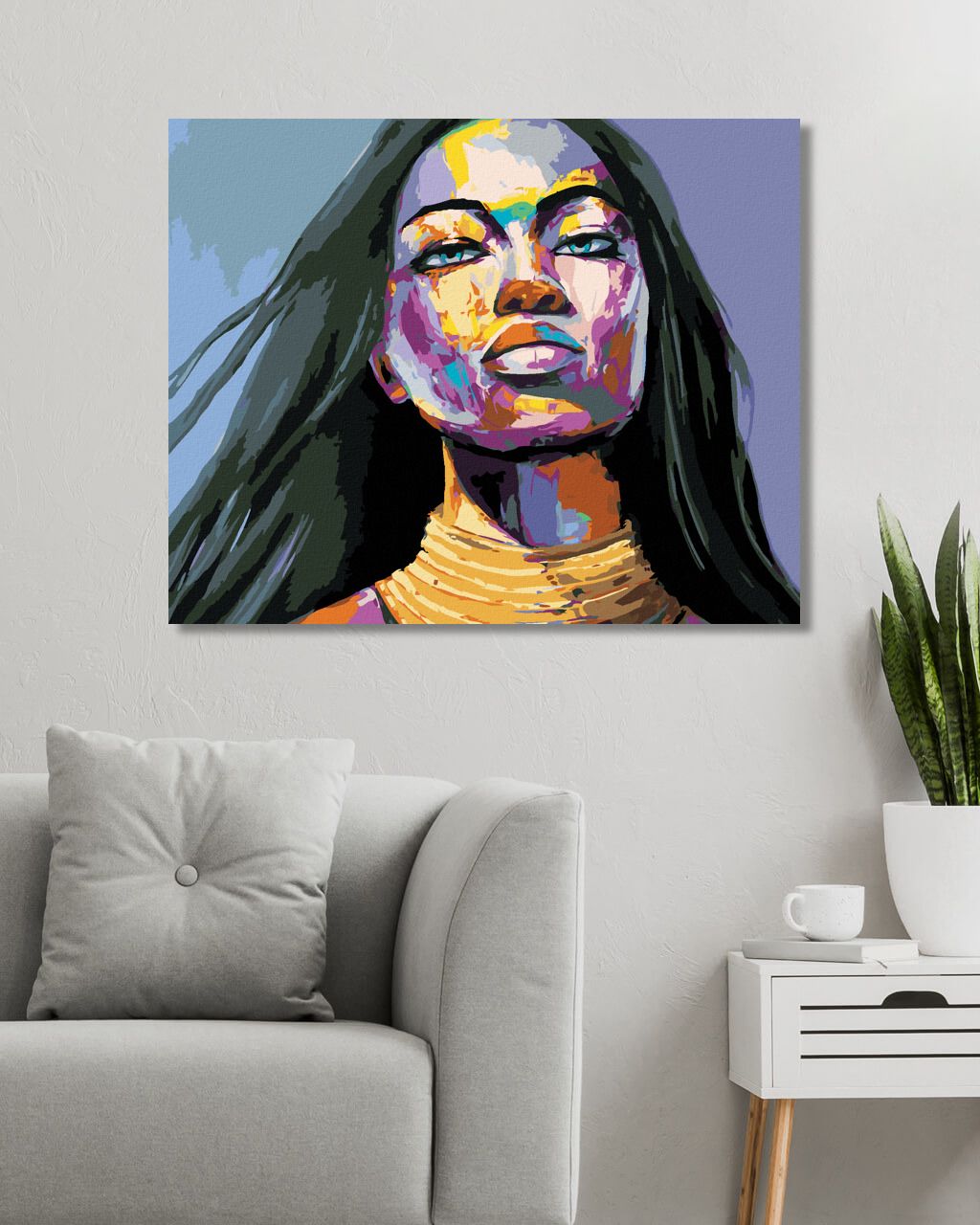 zuty Malování podle čísel - BAREVNÝ PORTRÉT ŽENY VYJADŘUJÍCÍ EMOCE - Rozměr: 40x50 cm, Rámování: Varianta: vypnuté plátno na rám - obrázek 5