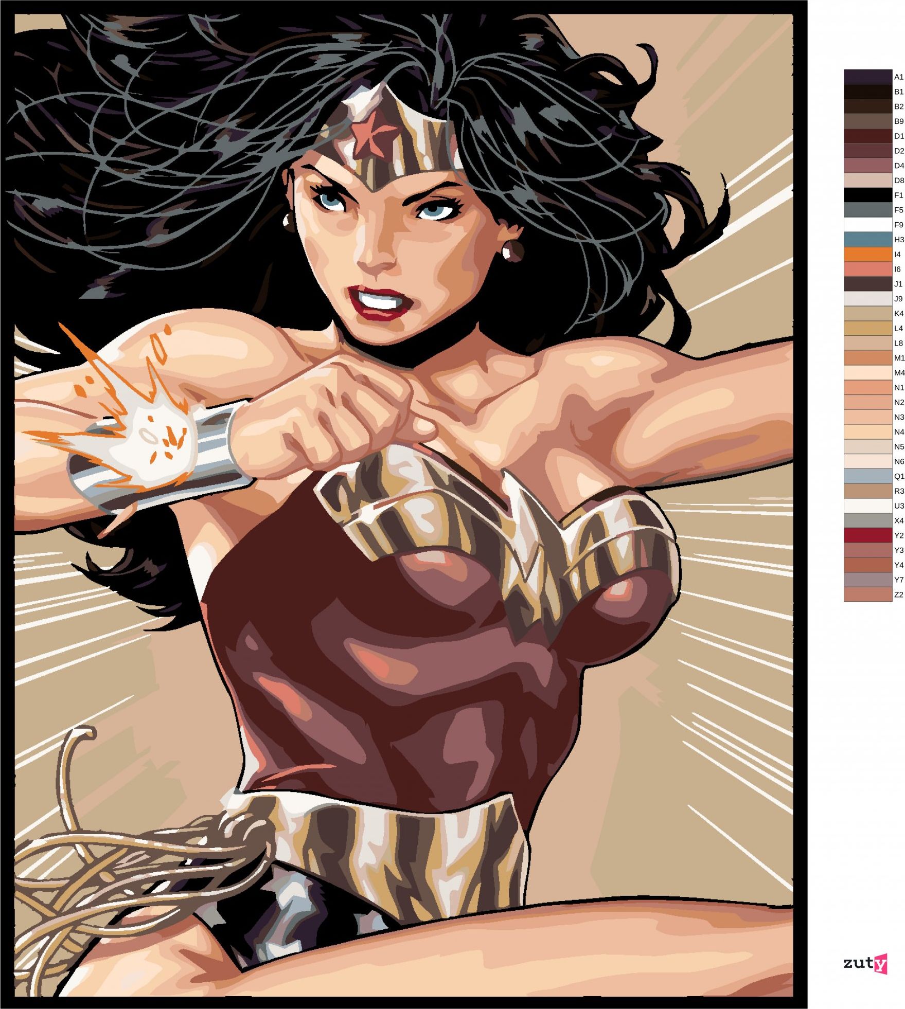 zuty Malování podle čísel - WONDER WOMAN ROZEVLÁTÉ VLASY - Rozměr: 40x50 cm, Rámování: Varianta: bez rámu a bez vypnutí plátna - obrázek 6