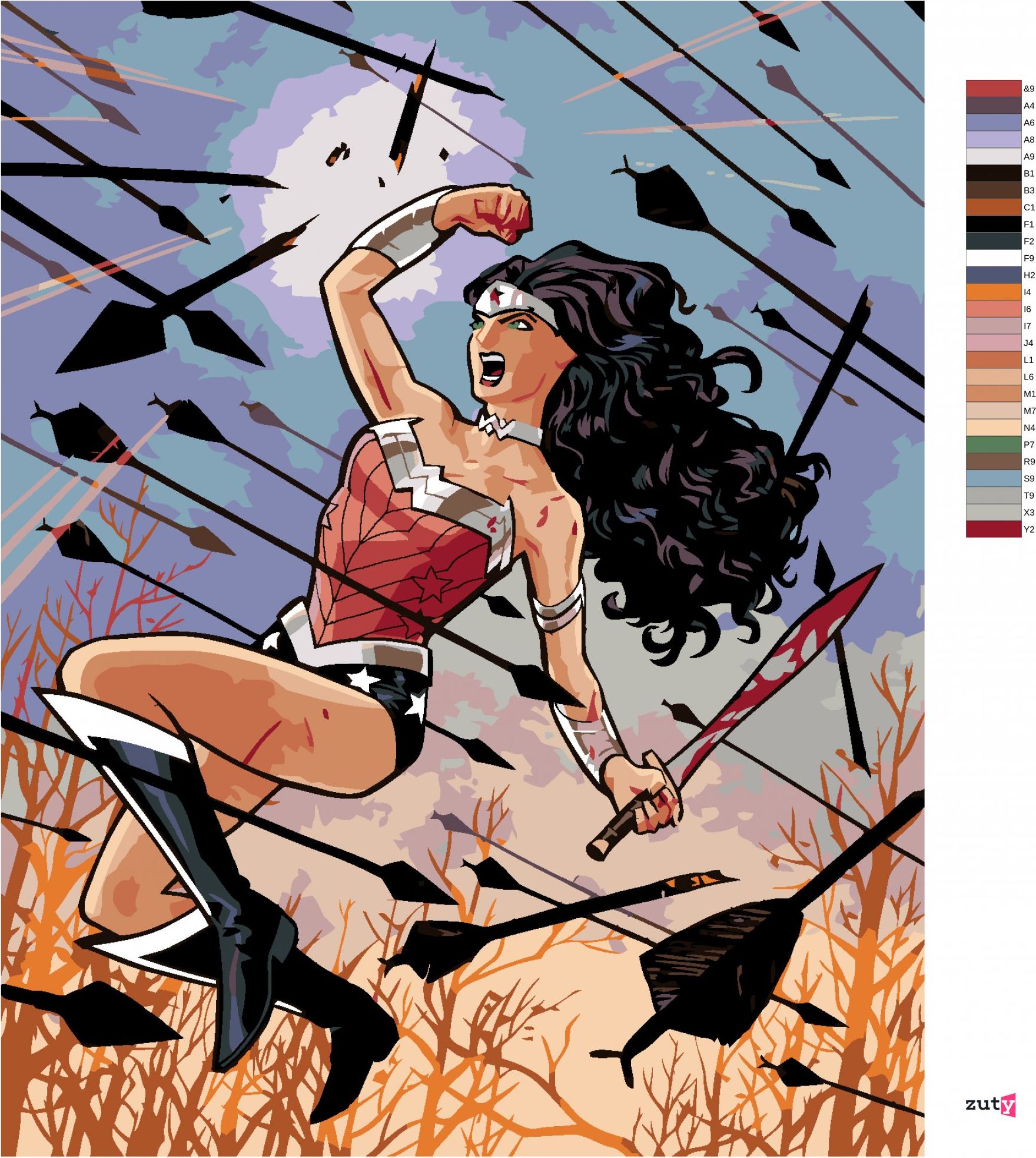 zuty Malování podle čísel - WONDER WOMAN ROZEVLÁTÉ VLASY - Rozměr: 40x50 cm, Rámování: Varianta: bez rámu a bez vypnutí plátna - obrázek 16