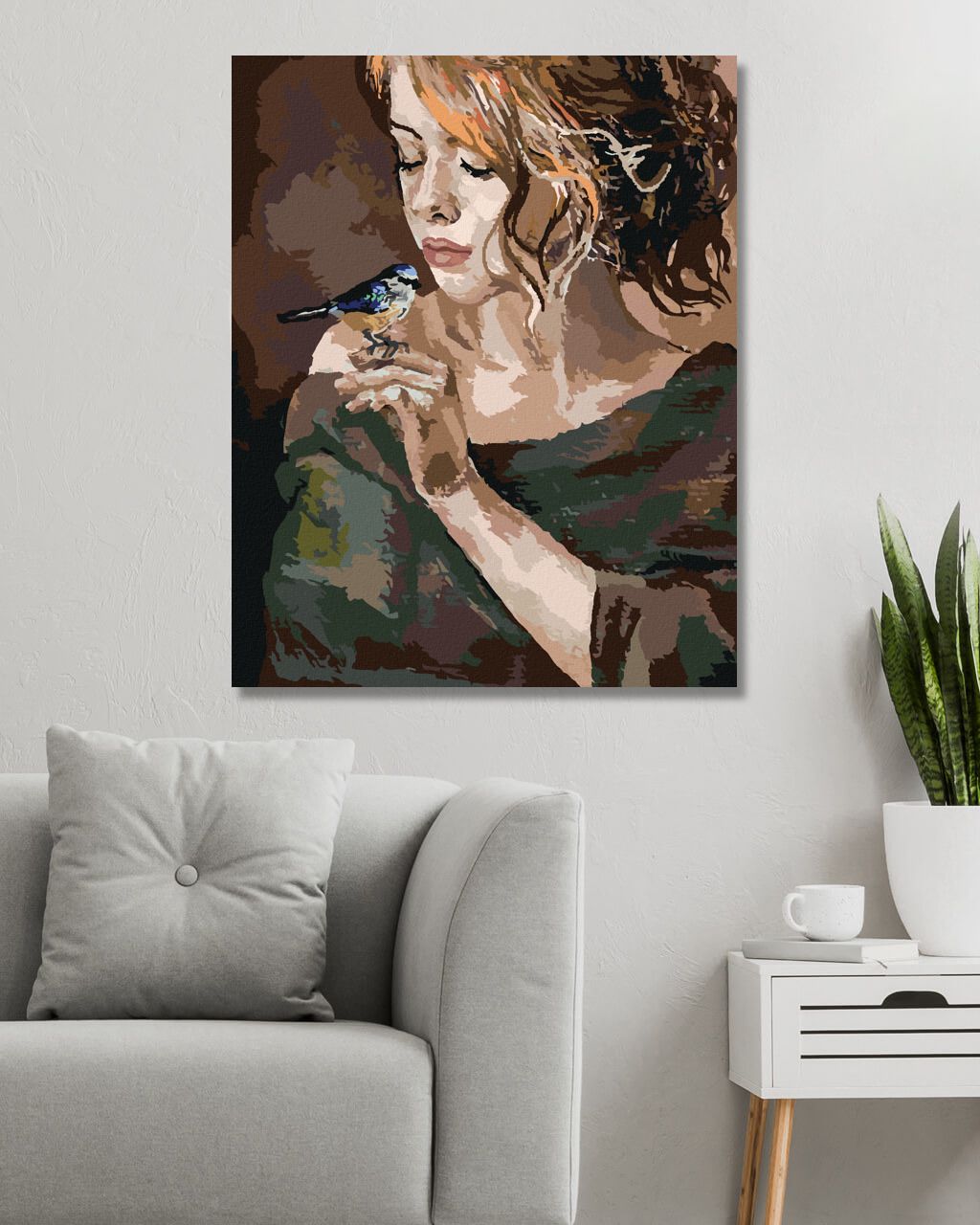 zuty Malování podle čísel - DÍVKA S PTÁČKEM - Rozměr: 40x50 cm, Rámování: Varianta: bez rámu a bez vypnutí plátna - obrázek 8