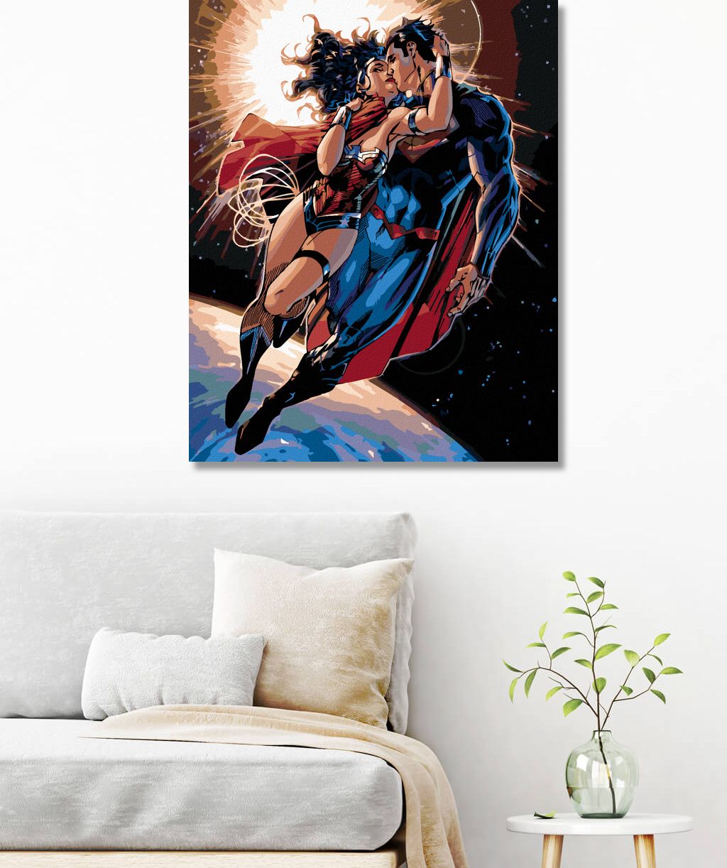 zuty Malování podle čísel - WONDER WOMAN A SUPERMAN LETÍ - Rozměr: 40x50 cm, Rámování: Varianta: vypnuté plátno na rám - obrázek 8