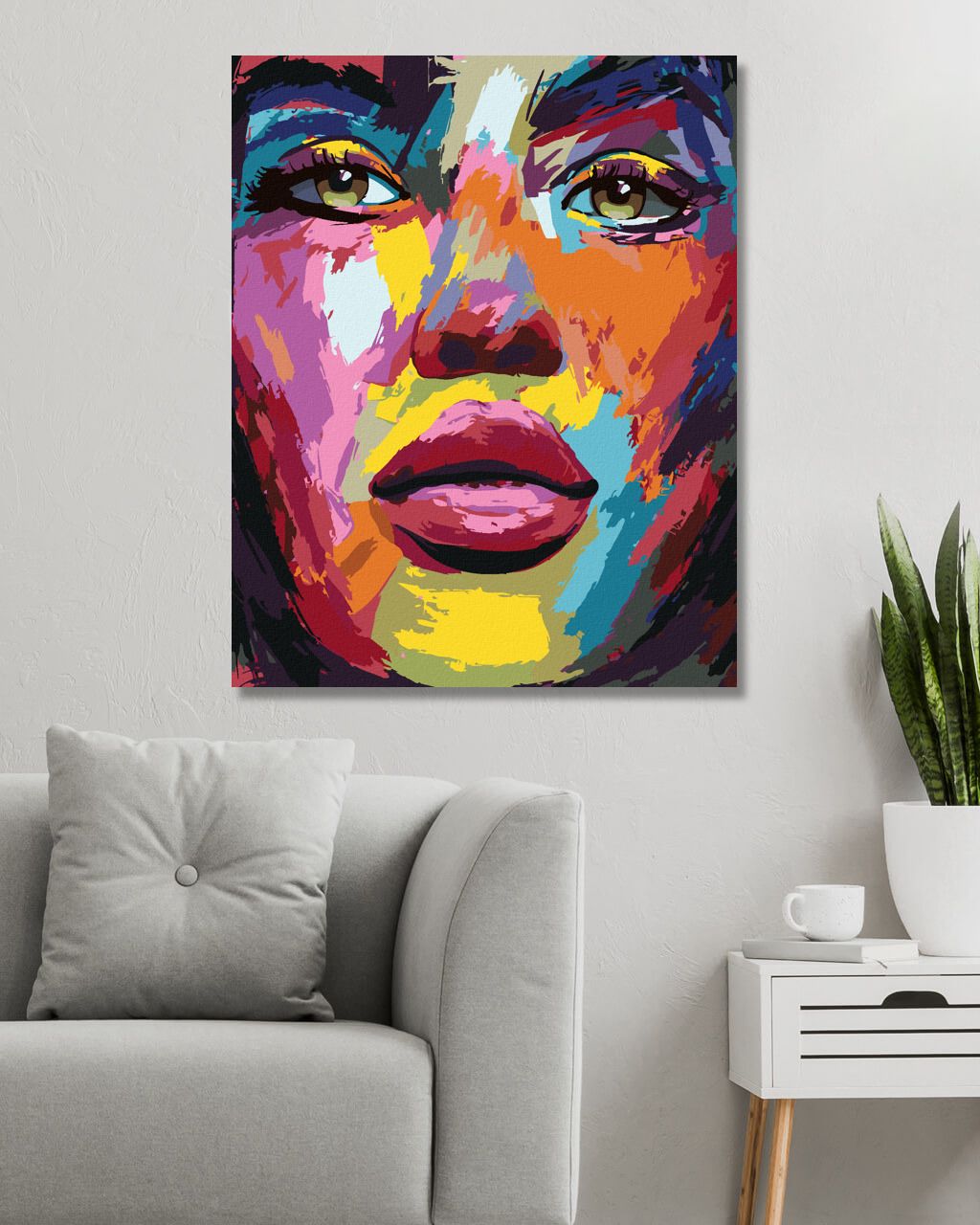 zuty Malování podle čísel - BAREVNÝ OBLIČEJ ŽENY - Rozměr: 40x50 cm, Rámování: Varianta: vypnuté plátno na rám - obrázek 3