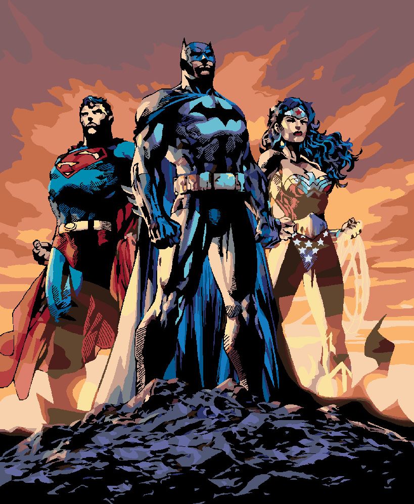 zuty Malování podle čísel - WONDER WOMAN, BATMAN A SUPERMAN - Rozměr: 40x50 cm, Rámování: Varianta: bez rámu a bez vypnutí plátna - obrázek 4