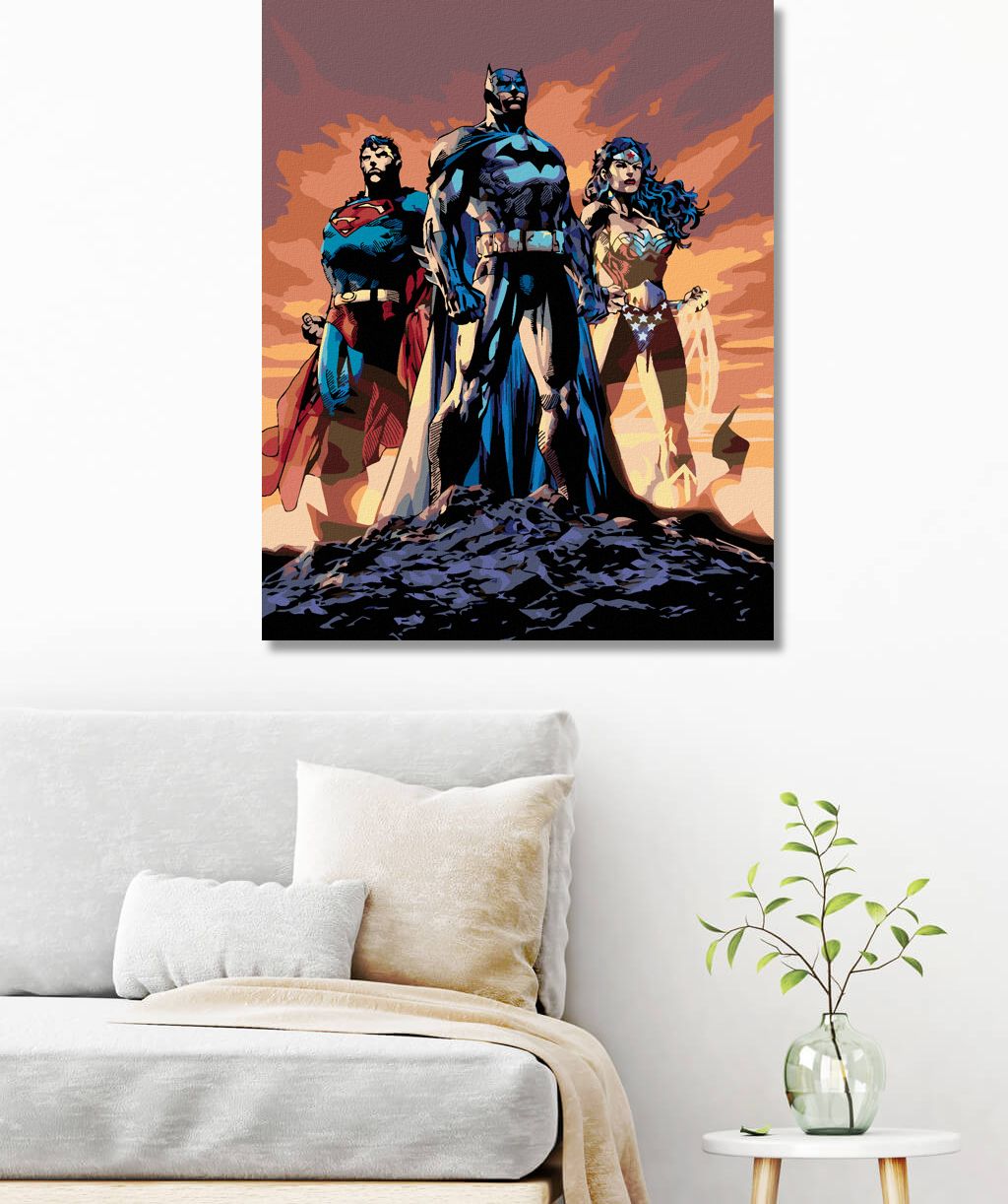 zuty Malování podle čísel - WONDER WOMAN, BATMAN A SUPERMAN - Rozměr: 40x50 cm, Rámování: Varianta: bez rámu a bez vypnutí plátna - obrázek 6