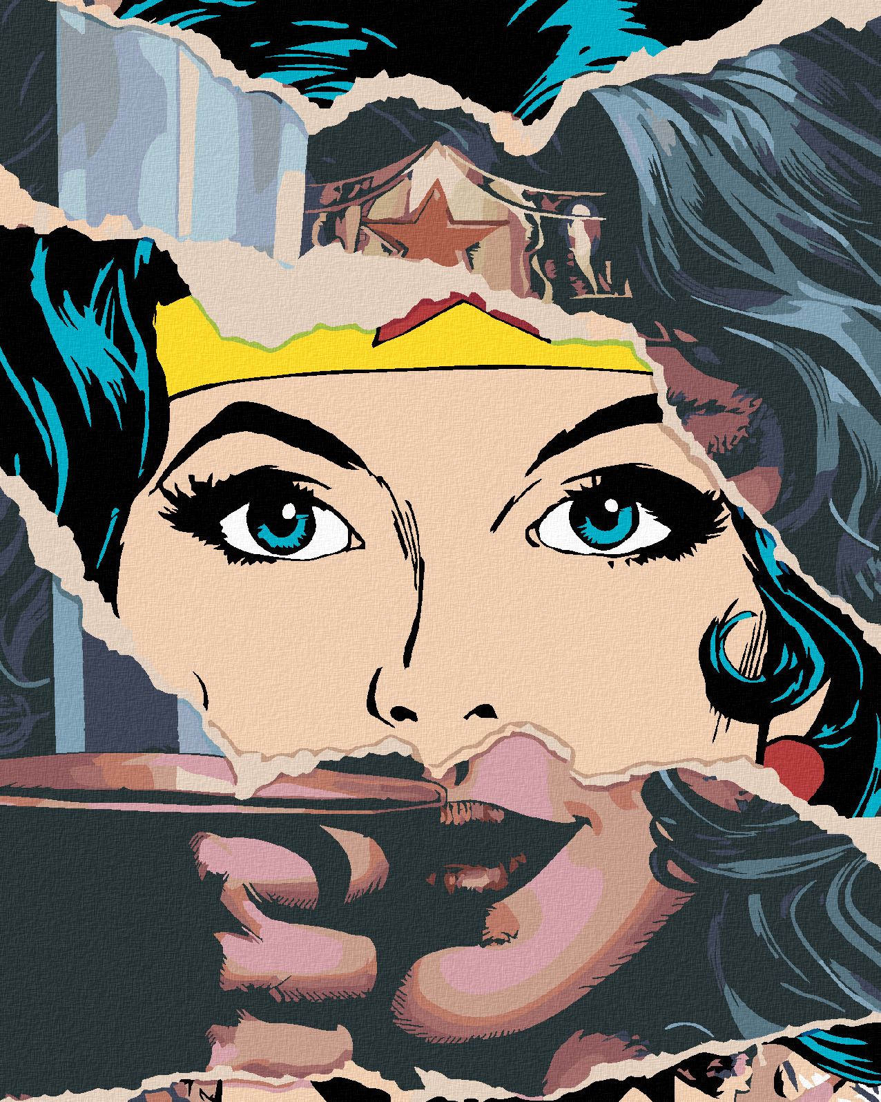 zuty Malování podle čísel - WONDER WOMAN PAPÍR - Rozměr: 40x50 cm, Rámování: Varianta: vypnuté plátno na rám - obrázek 1
