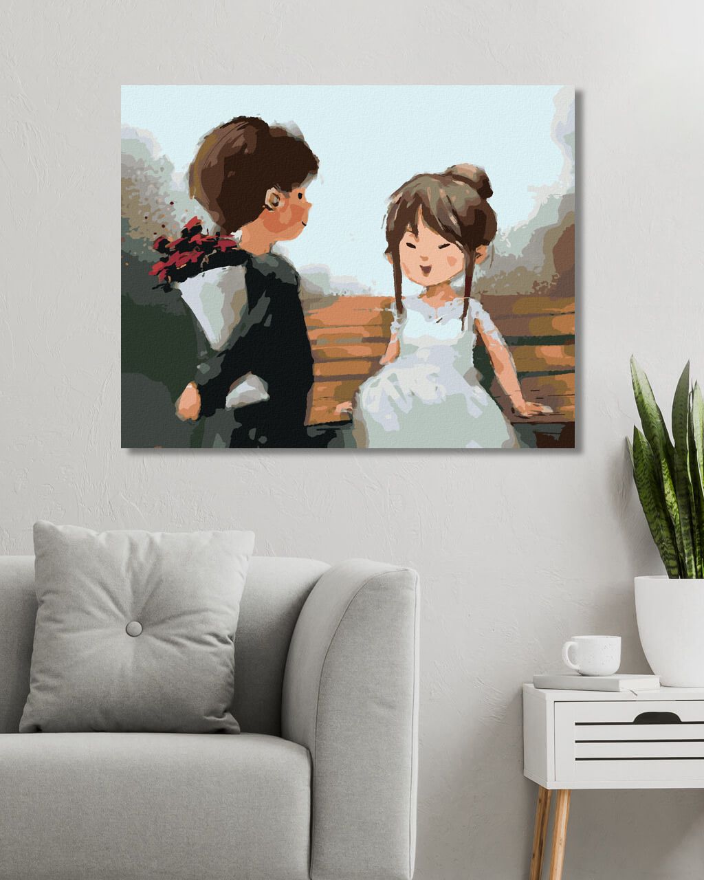 zuty Malování podle čísel - CHLAPEC PŘEDÁVÁ DÍVCE KVĚTINY - Rozměr: 40x50 cm, Rámování: Varianta: bez rámu a bez vypnutí plátna - obrázek 5